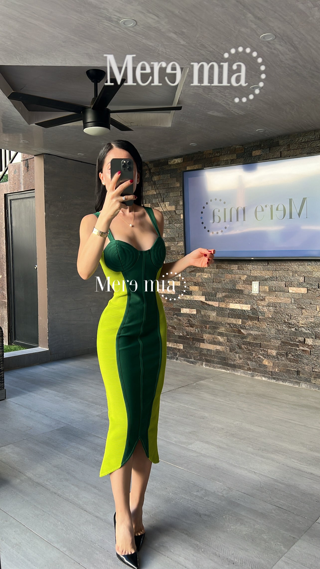 Vestido verdes copa midi