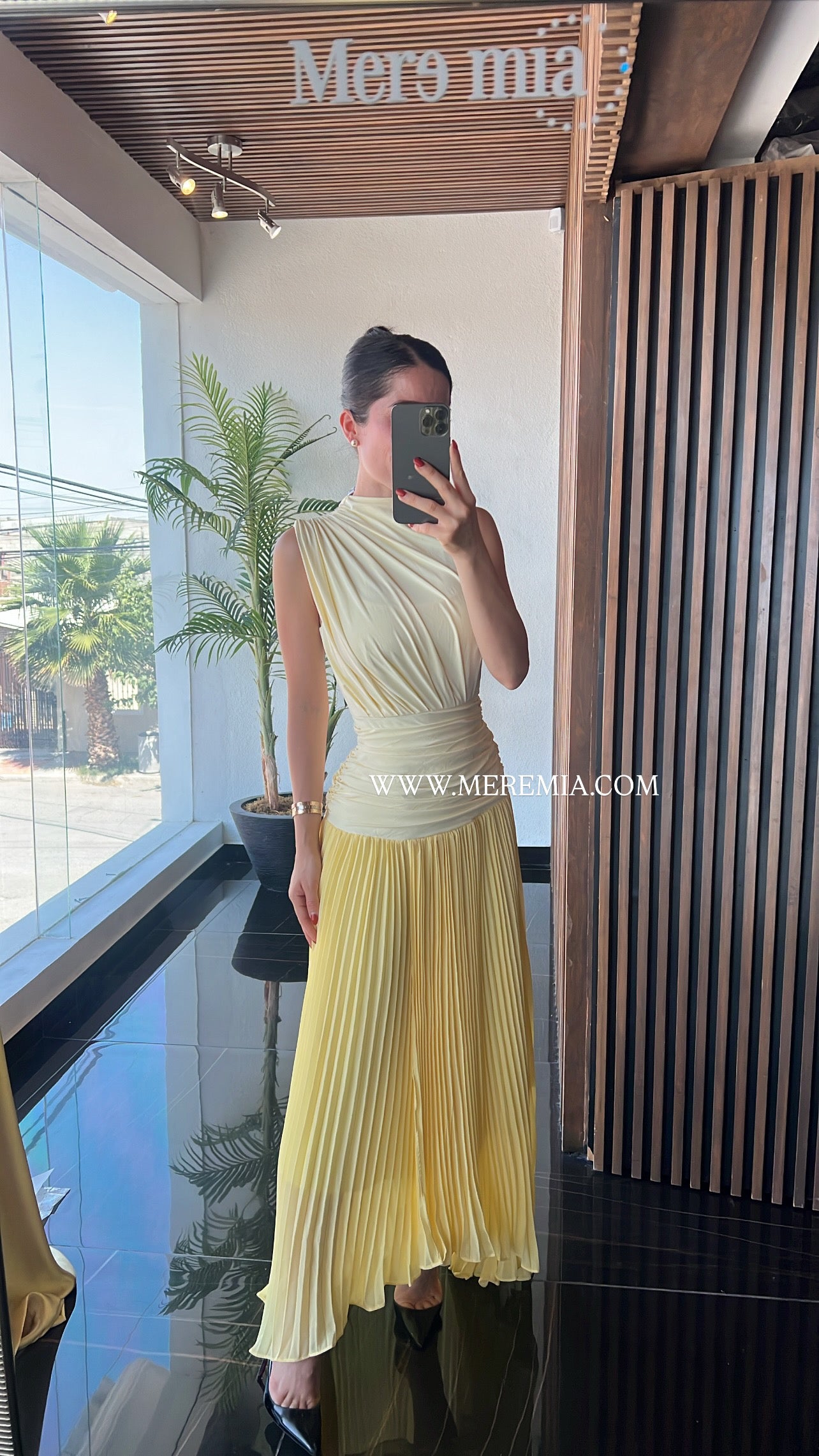 Vestido drapeado plisado cint
