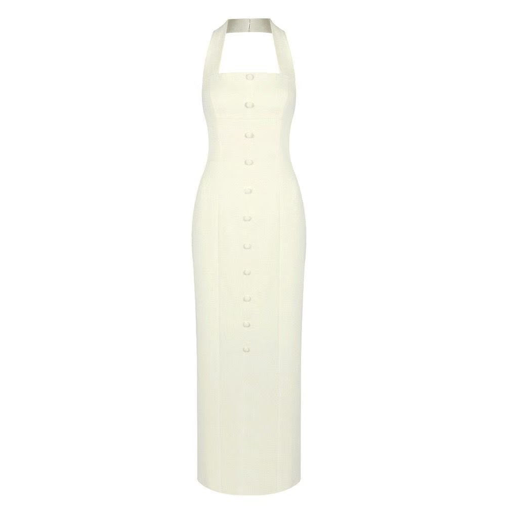 Vestido halter botones