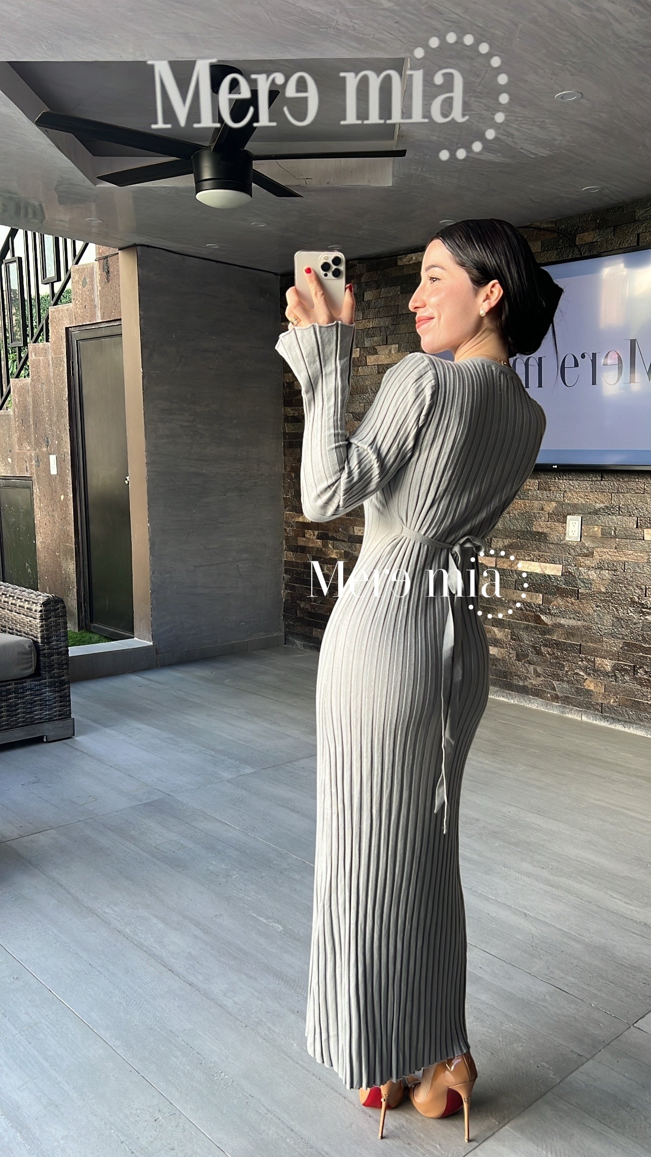 Vestido gris rayado