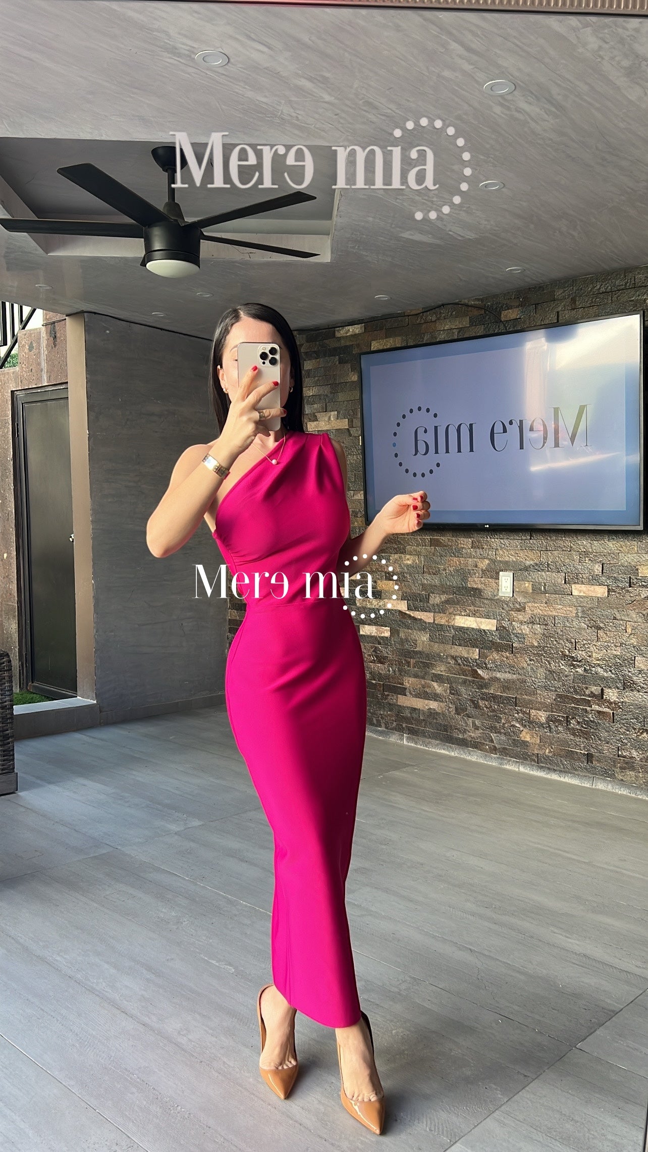 Vestido hombro bugambilia