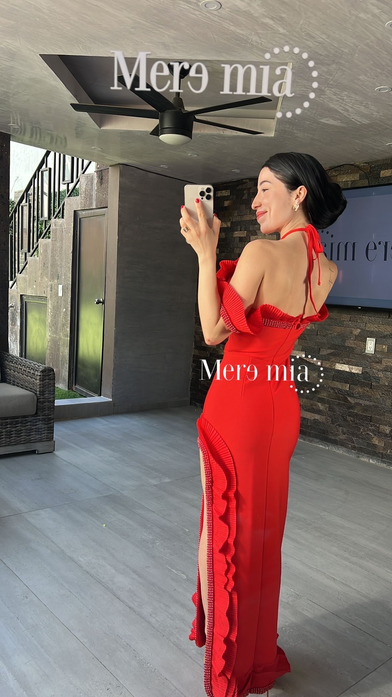 Vestido rojo corr largo