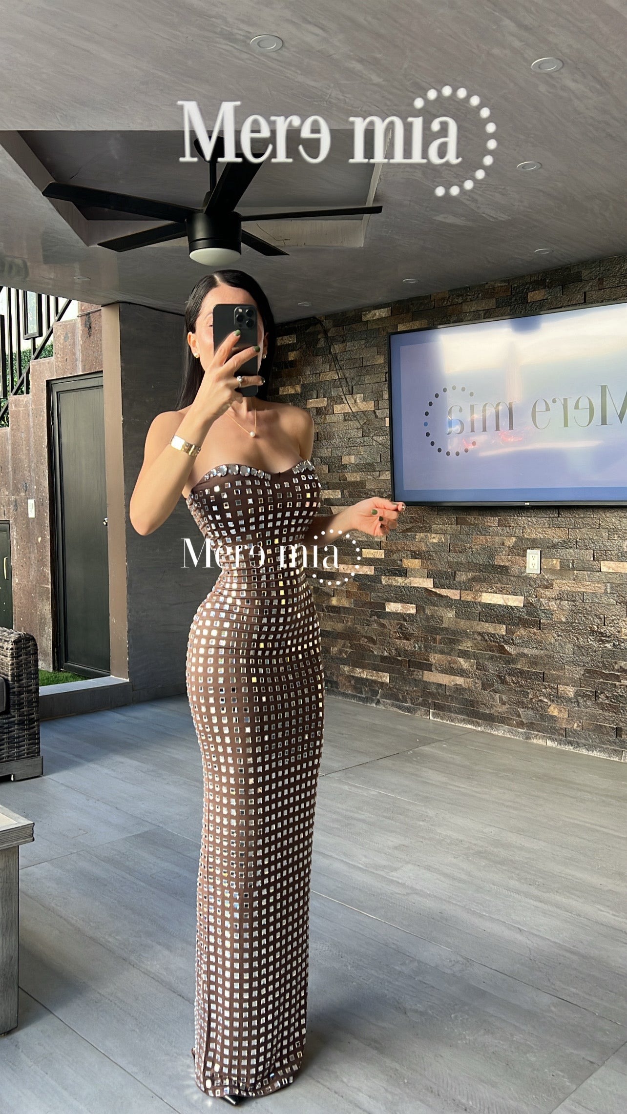 Vestido cuadros plata