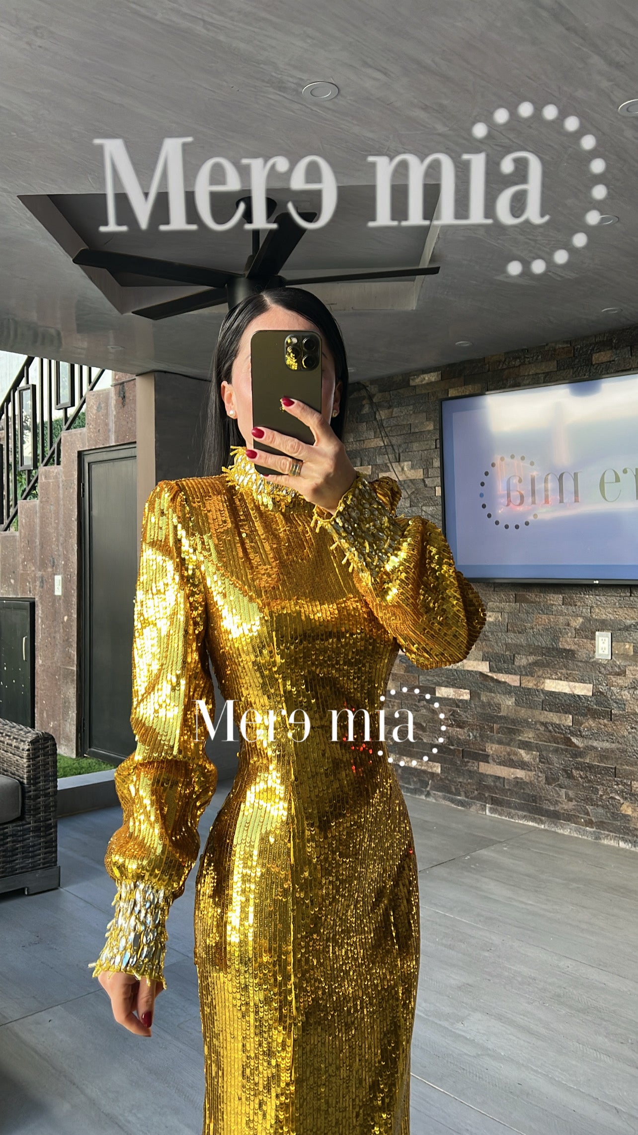 Vestido dorado lentejuelas ml