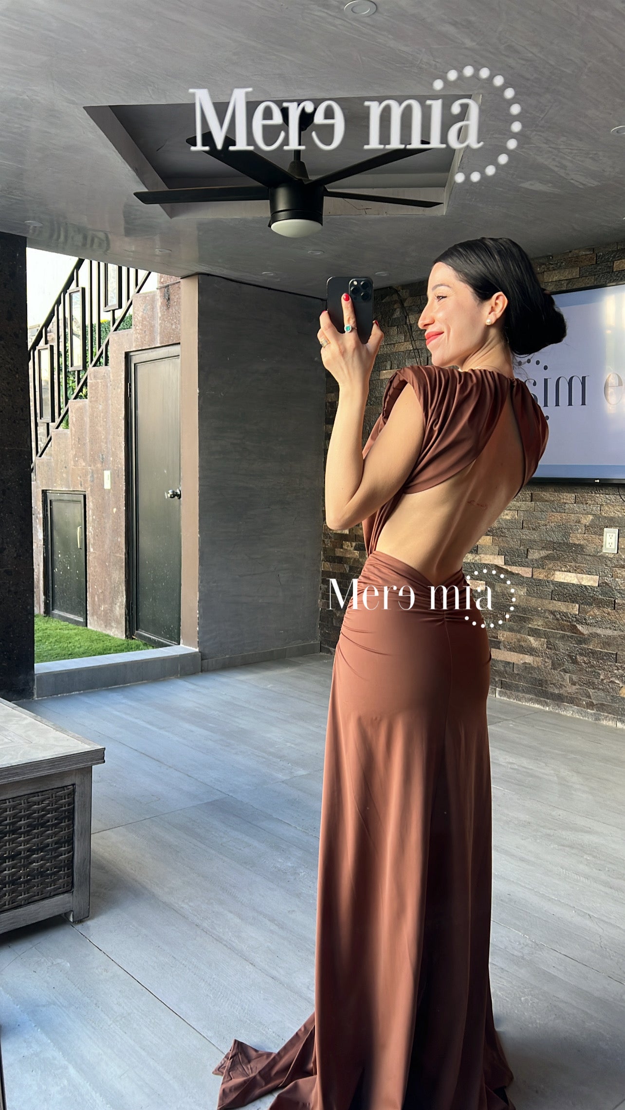 Vestido café plisado V