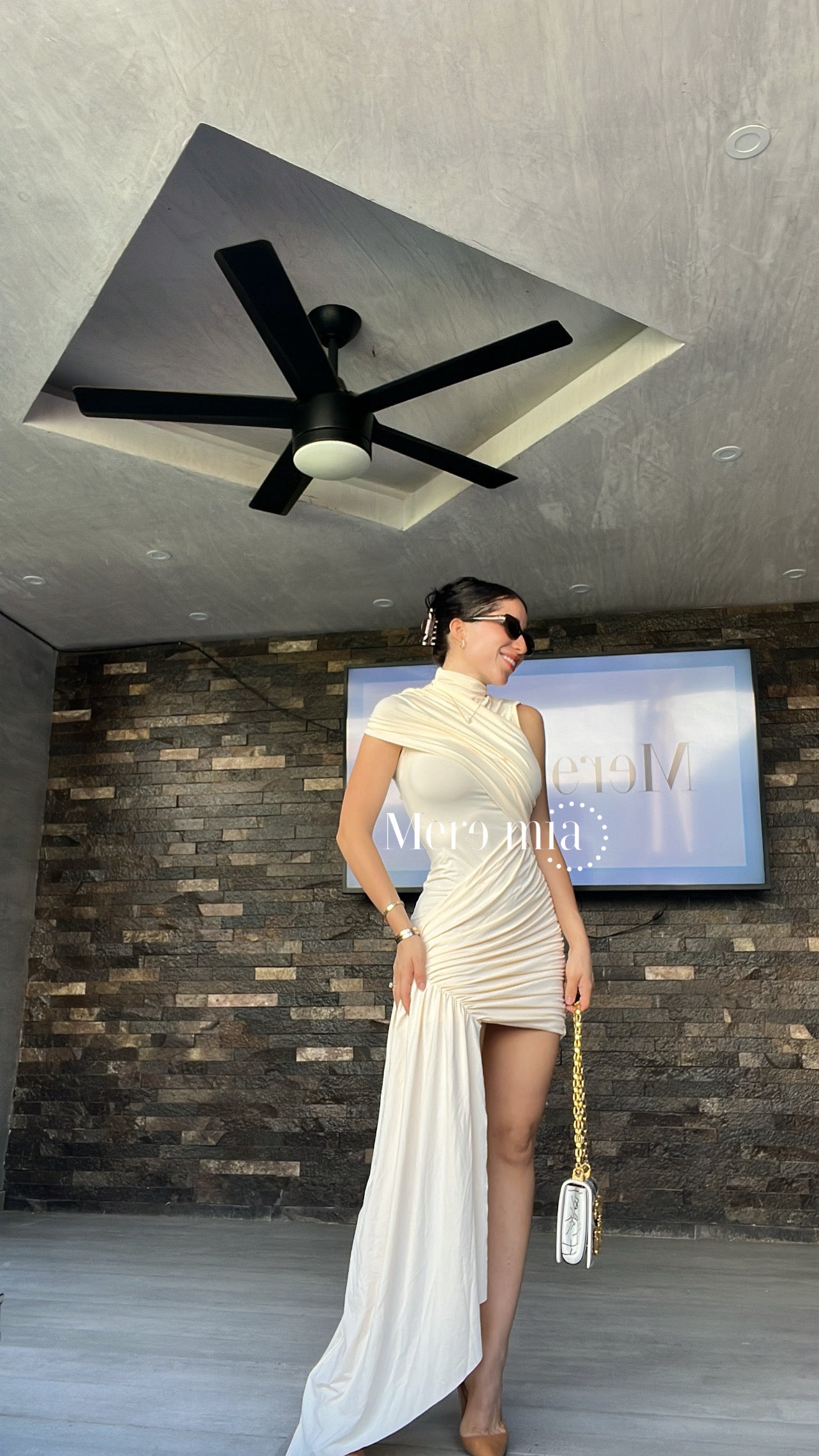 Vestido ivory cruzado