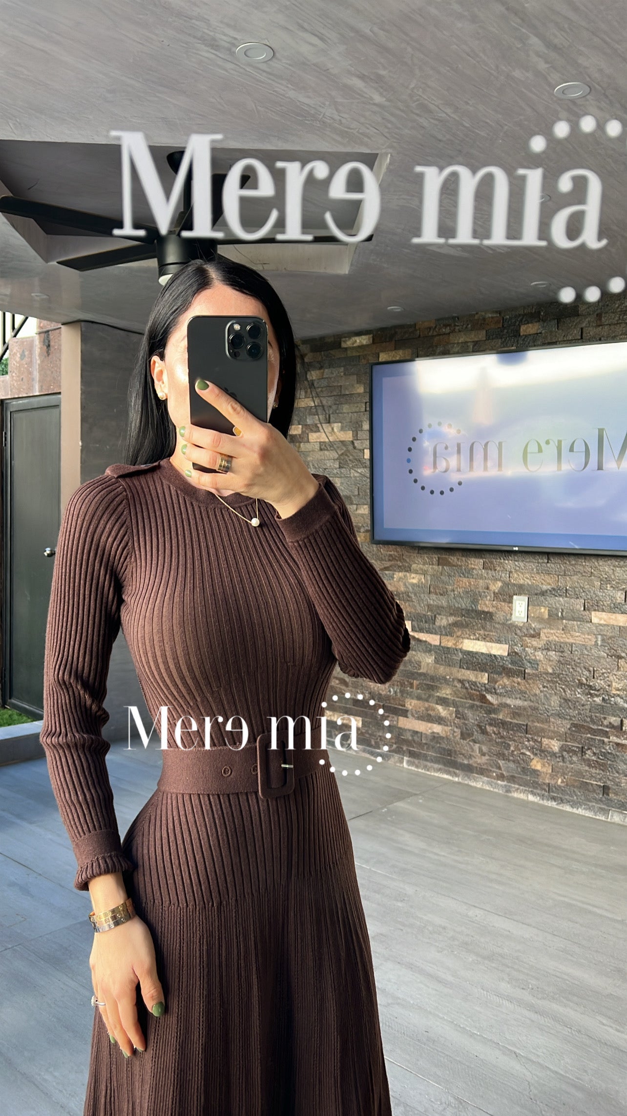 Vestido Café Knit Cinturón