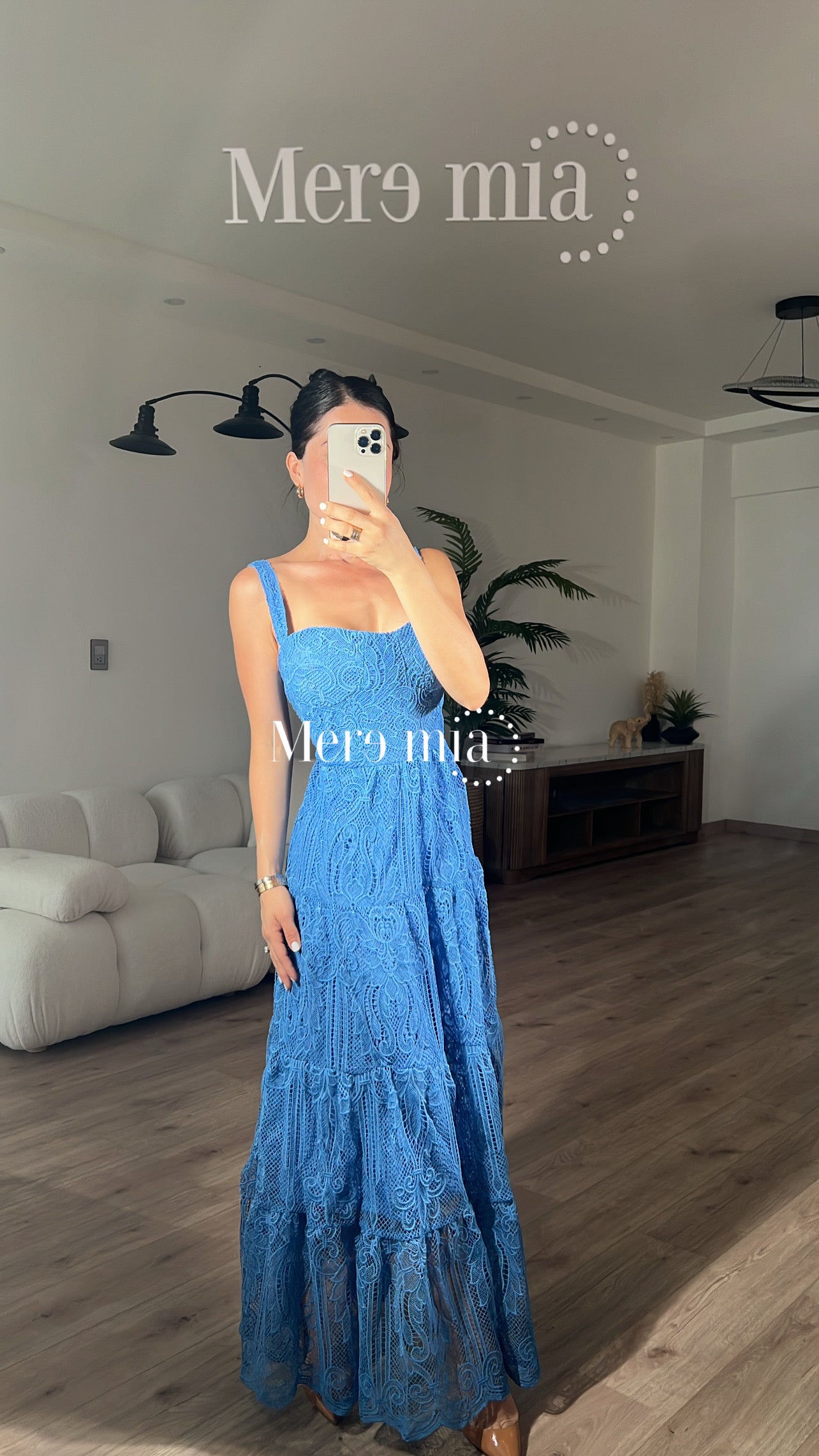 Vestido azul bord largo