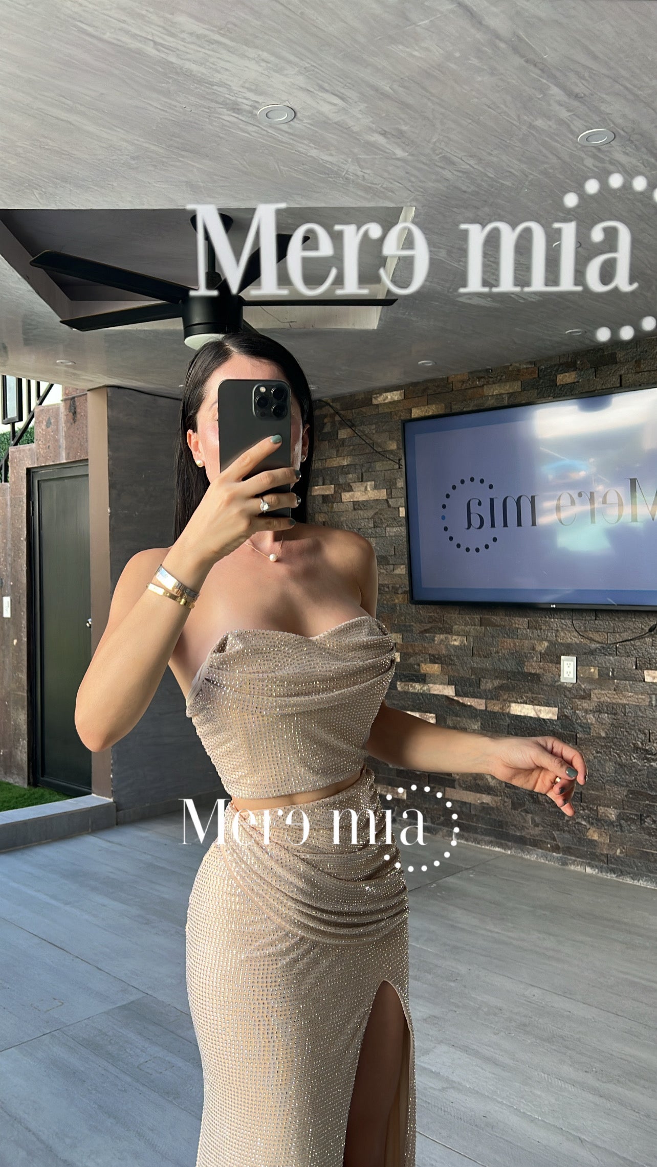 Conjunto beige puntos