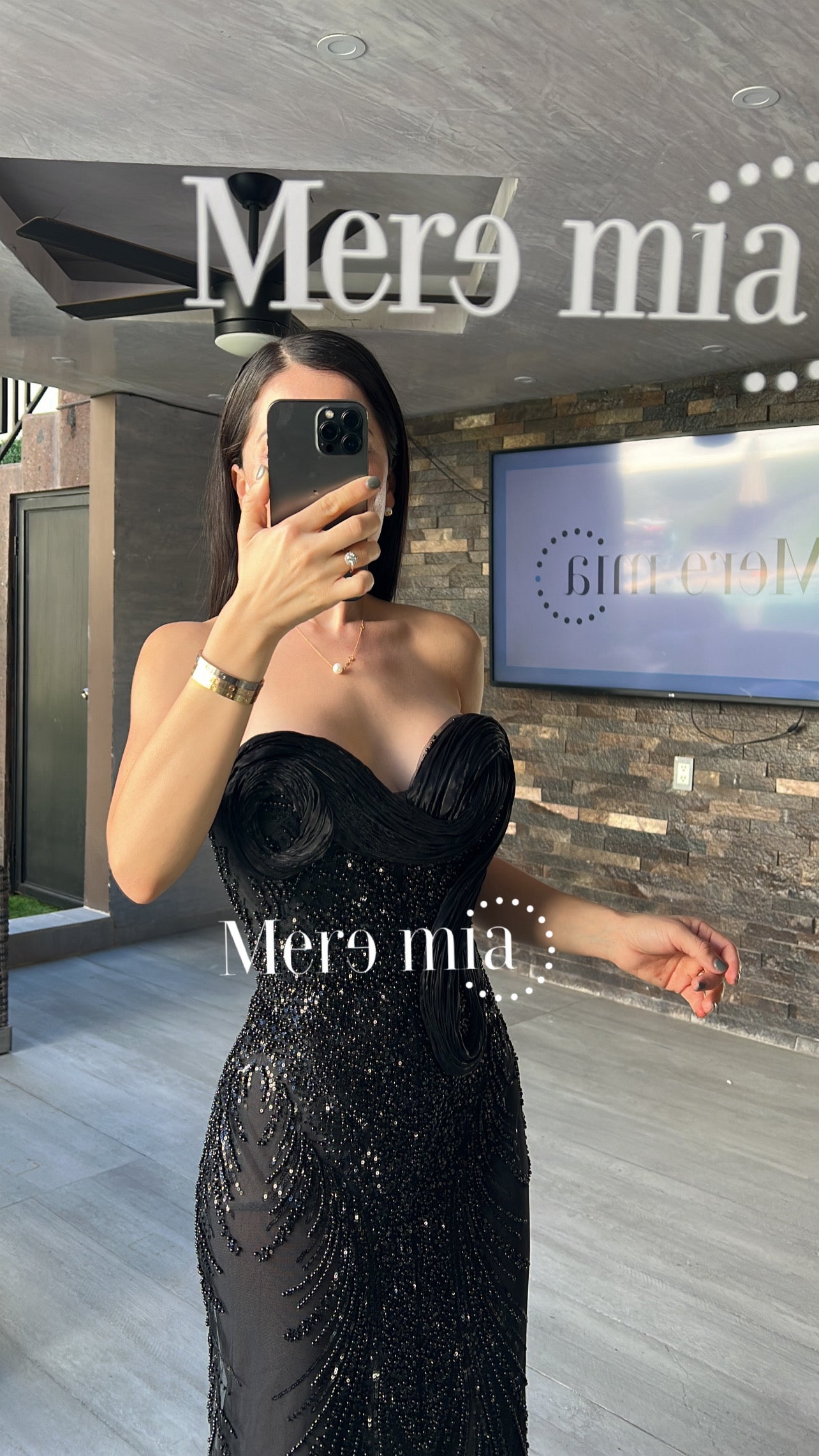 Vestido negro lentejuelas apl