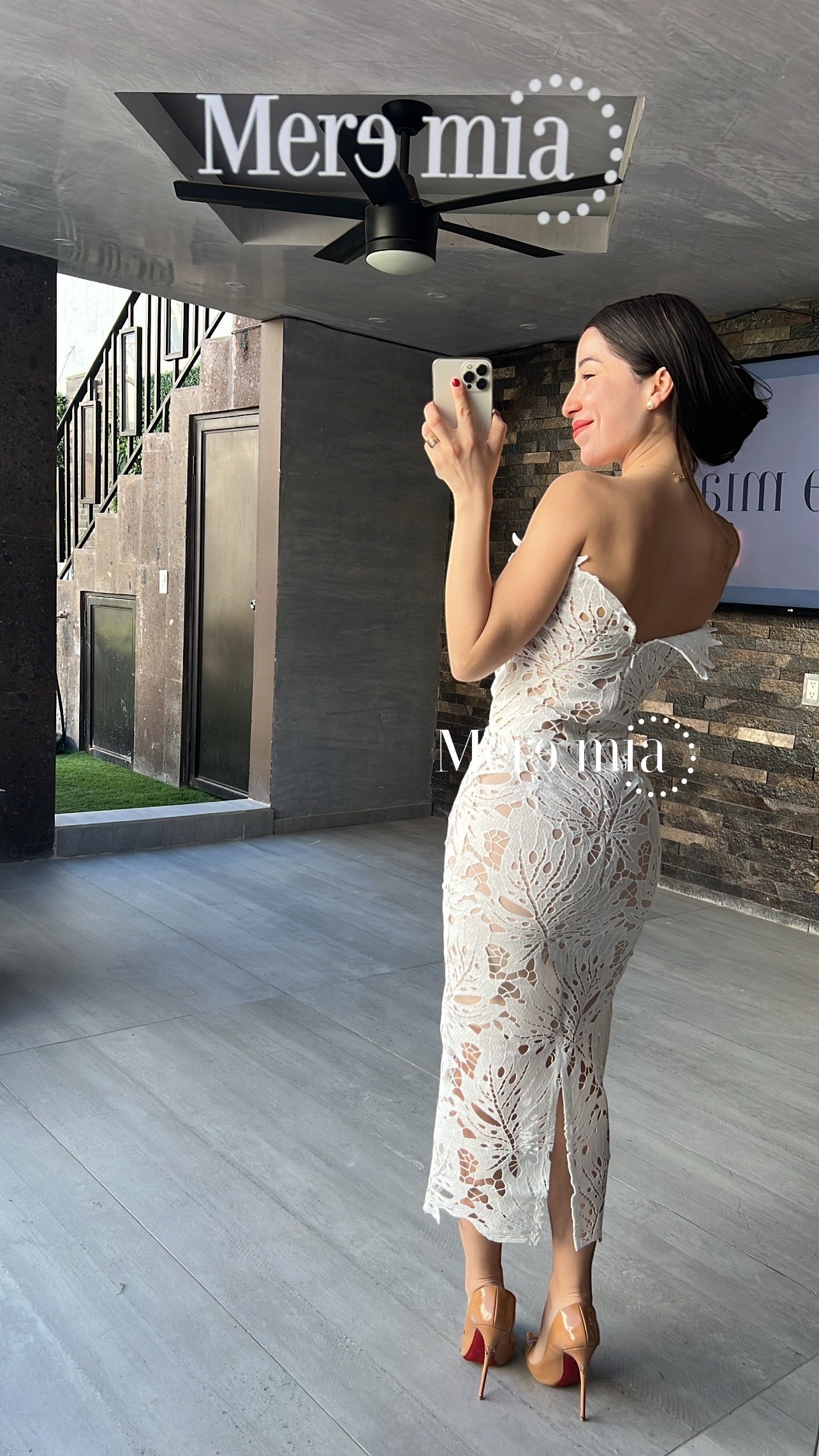 Vestido blanco hojas