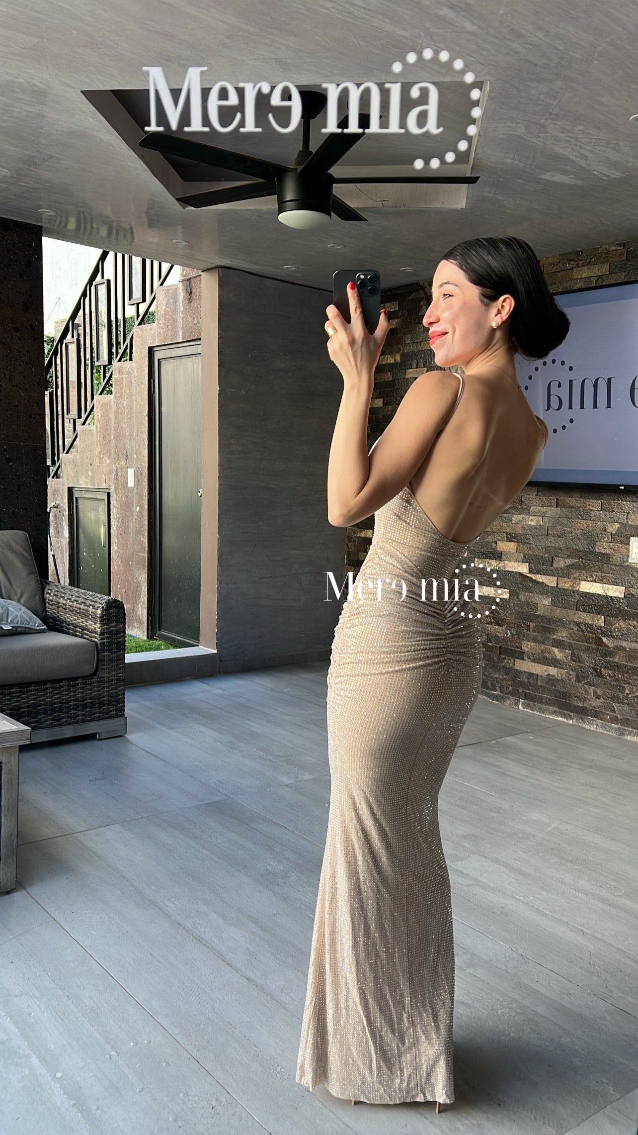 Vestido plata puntos nudo