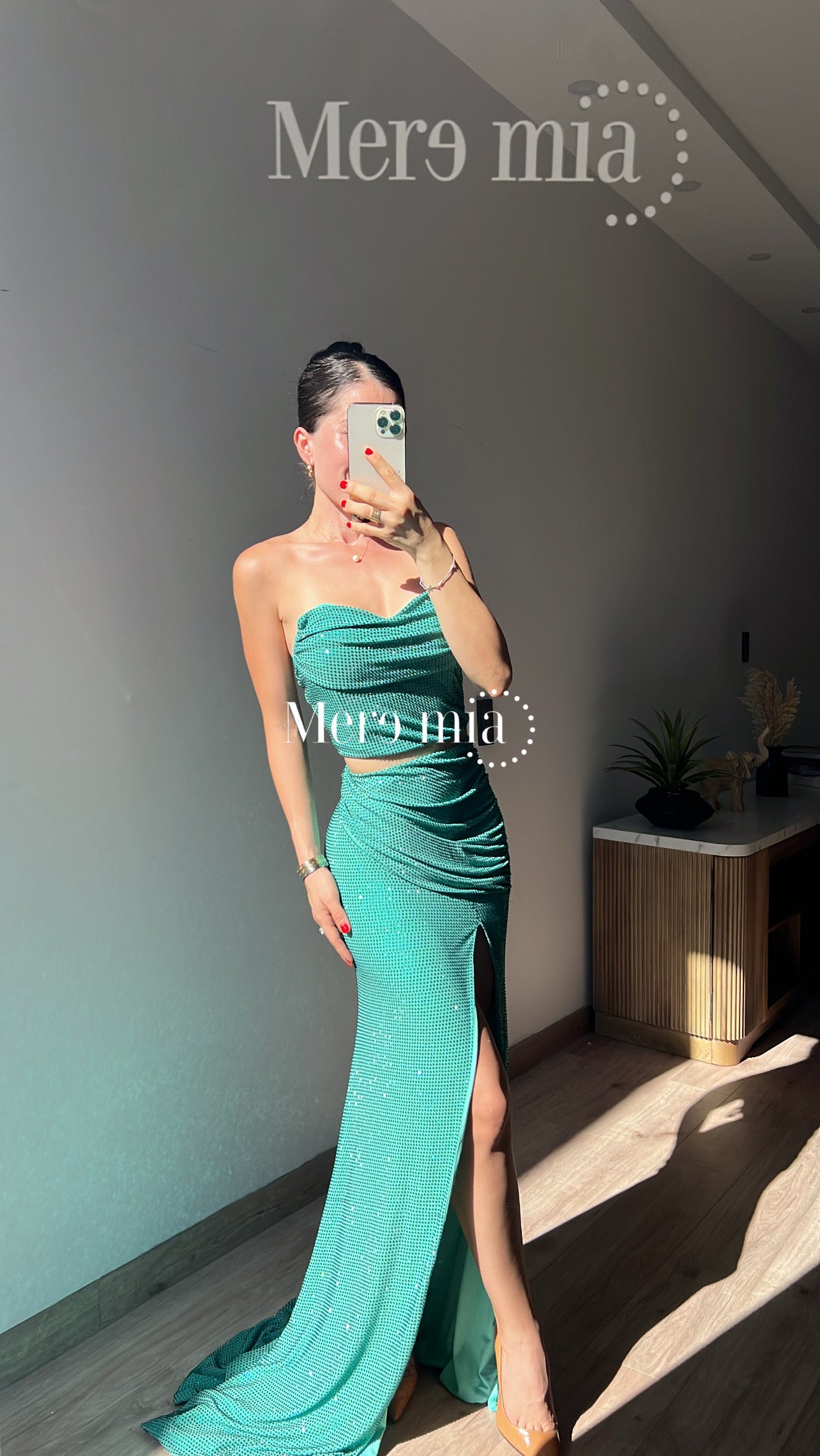 Conjunto turquesa puntos