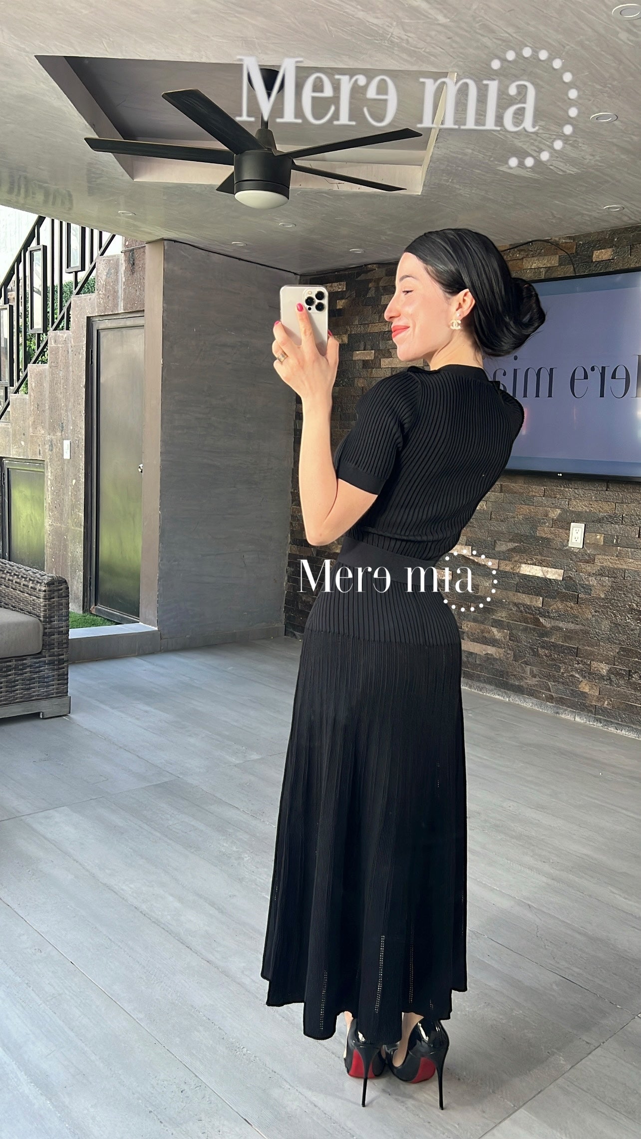 Vestido negro rayado cint