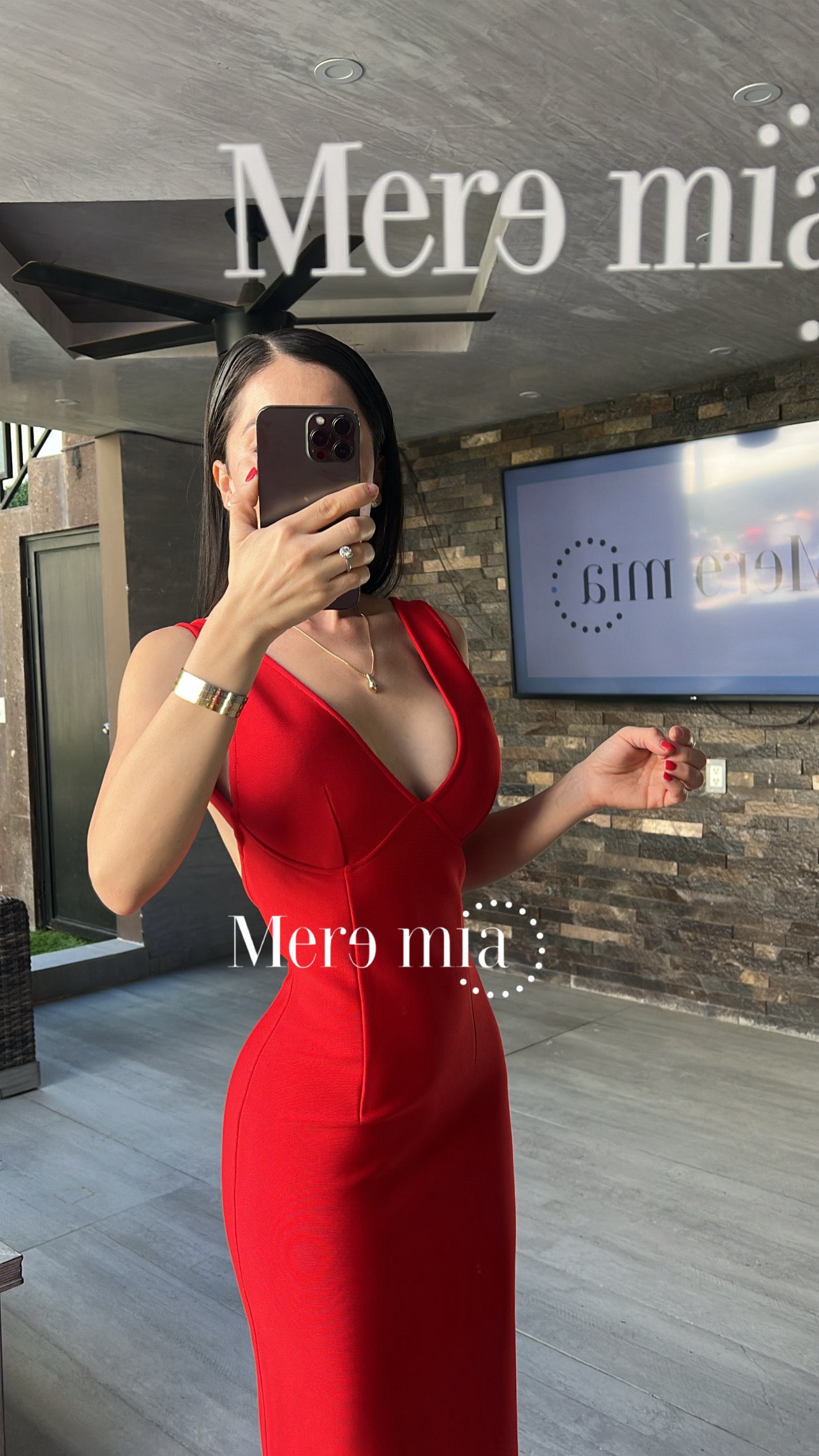 Vestido rayado escote V