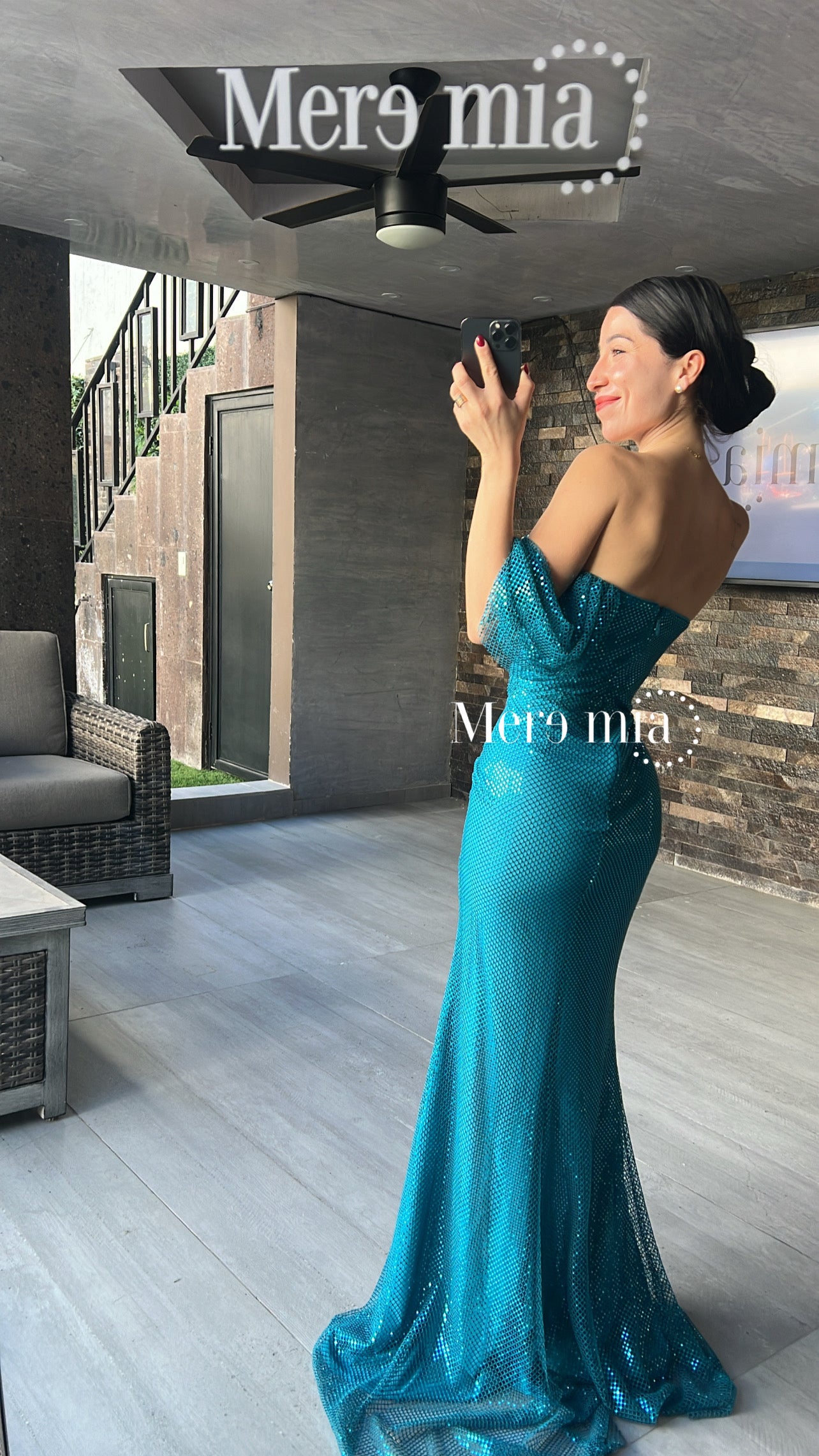 Vestido turquesa malla