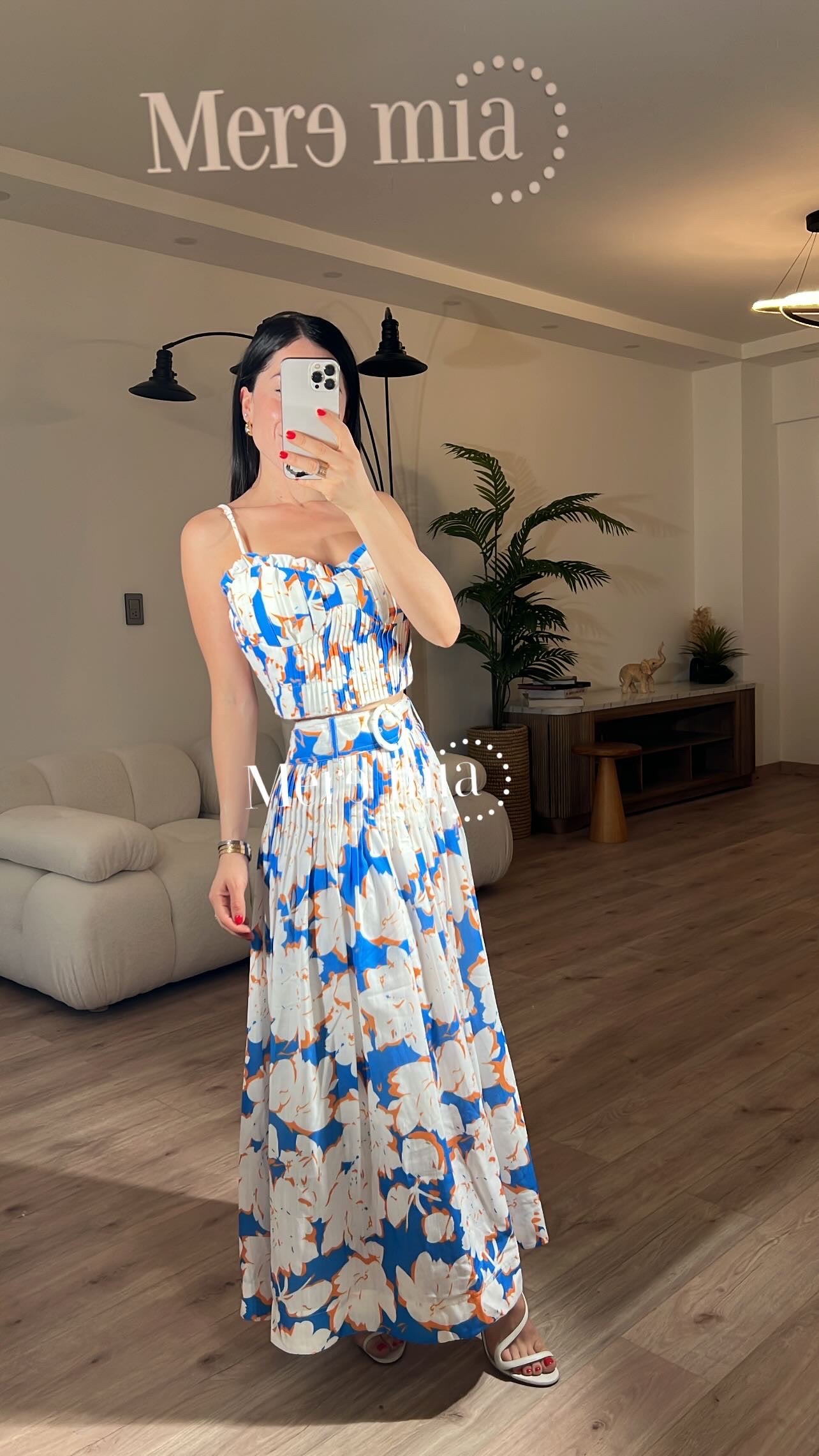 Conjunto flores azul