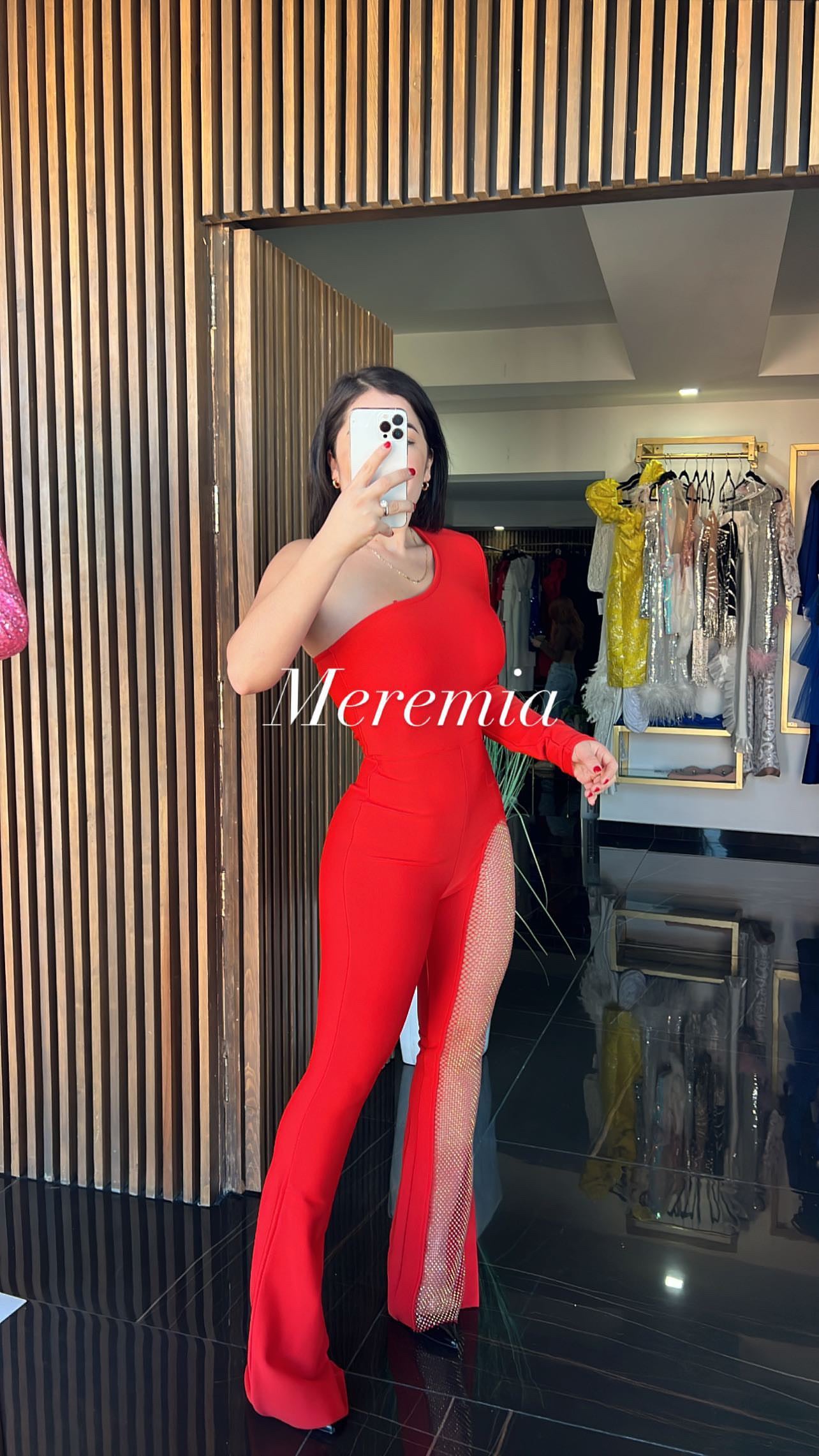 Jumpsuit hombro y pierna brillo