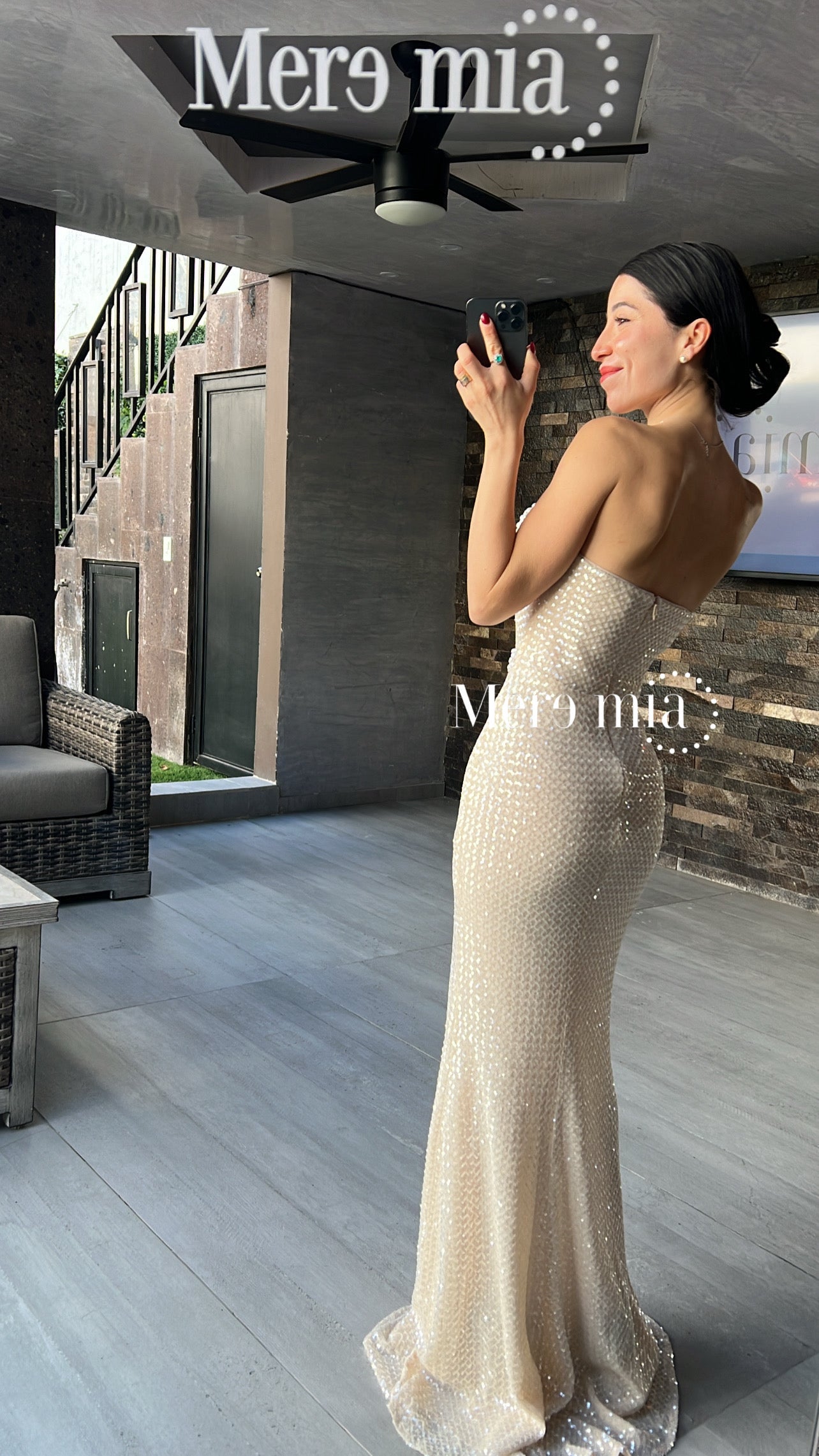 Vestido rose brilloso lent