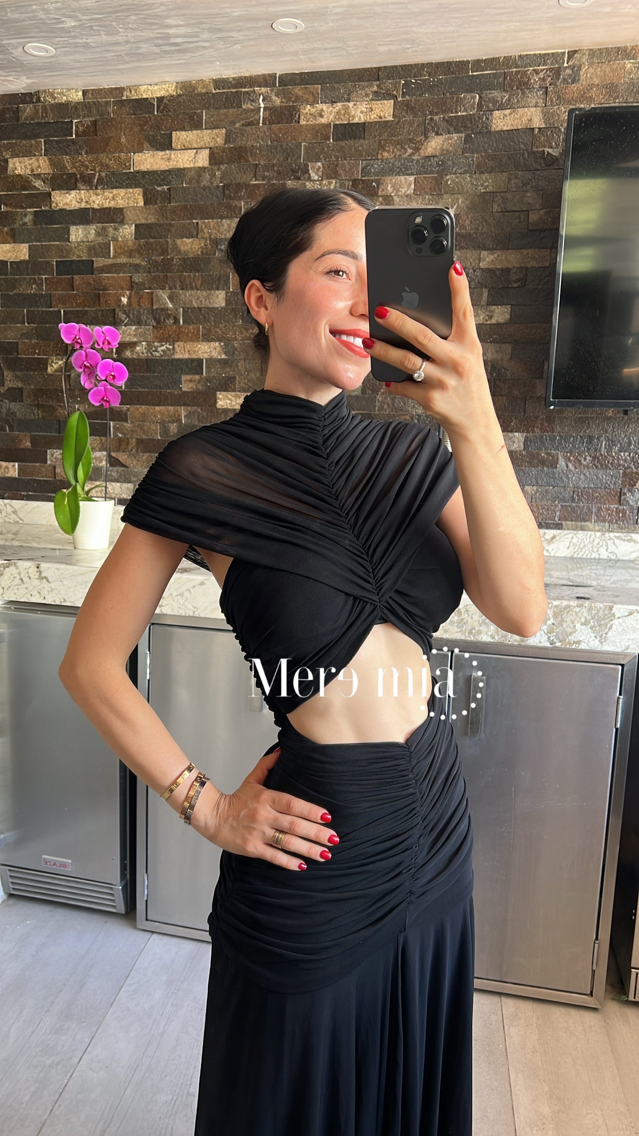 Vestido chal plisado abd