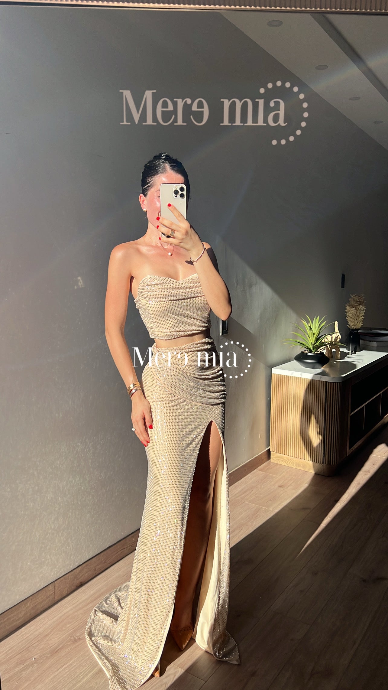 Conjunto beige puntos