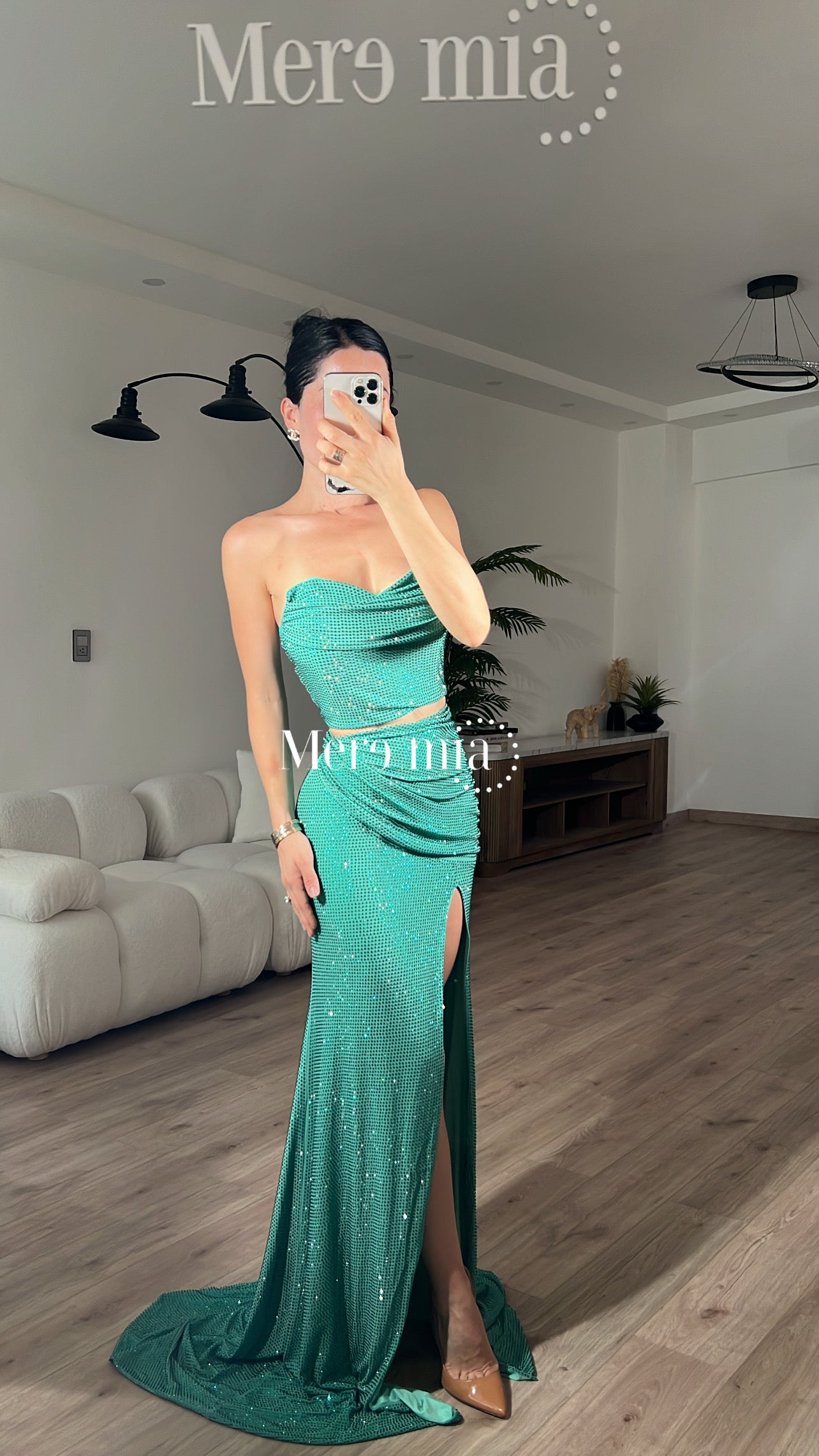 Conjunto turquesa puntos