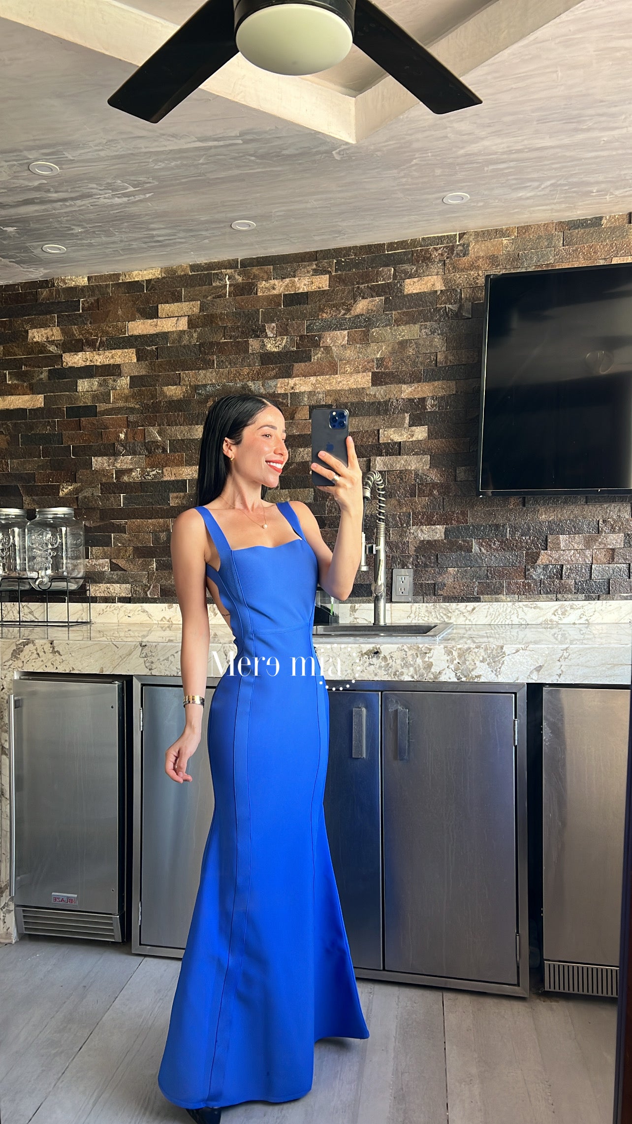 Vestido azul espalda