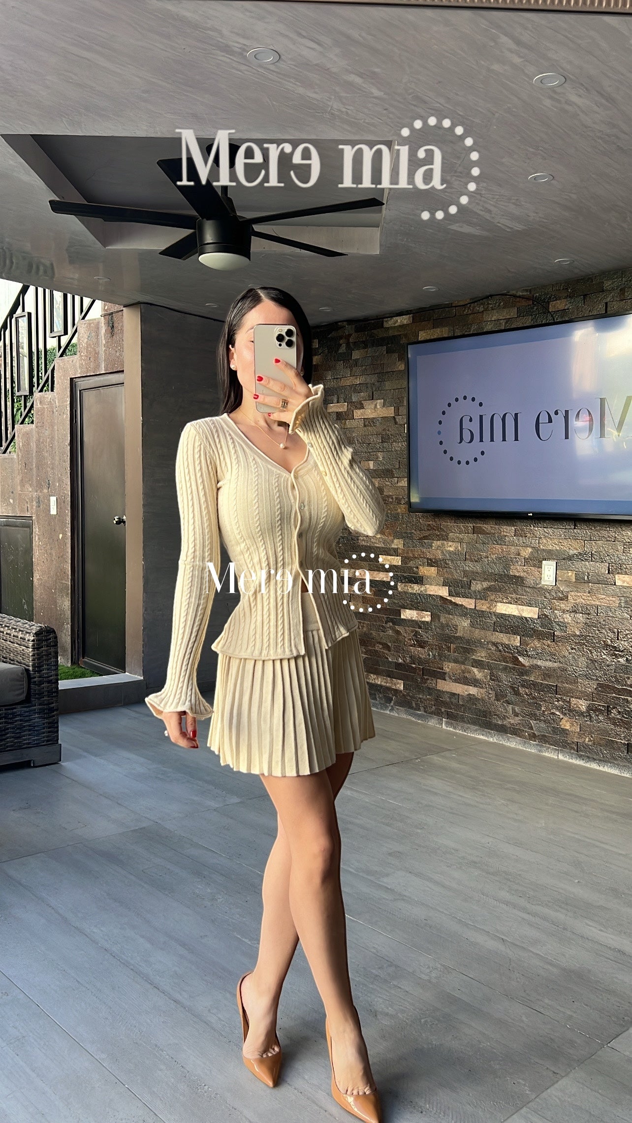 Conjunto beige rayado