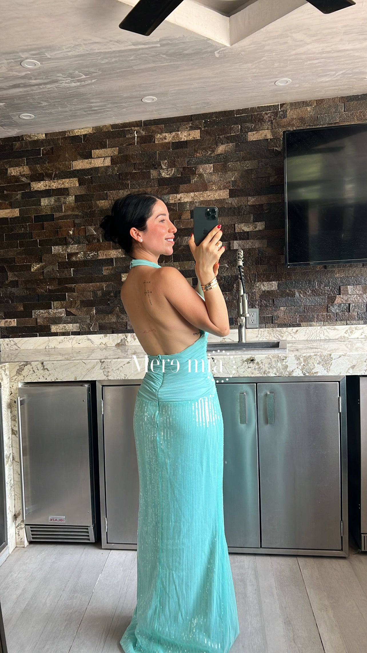 Vestido menta halter v