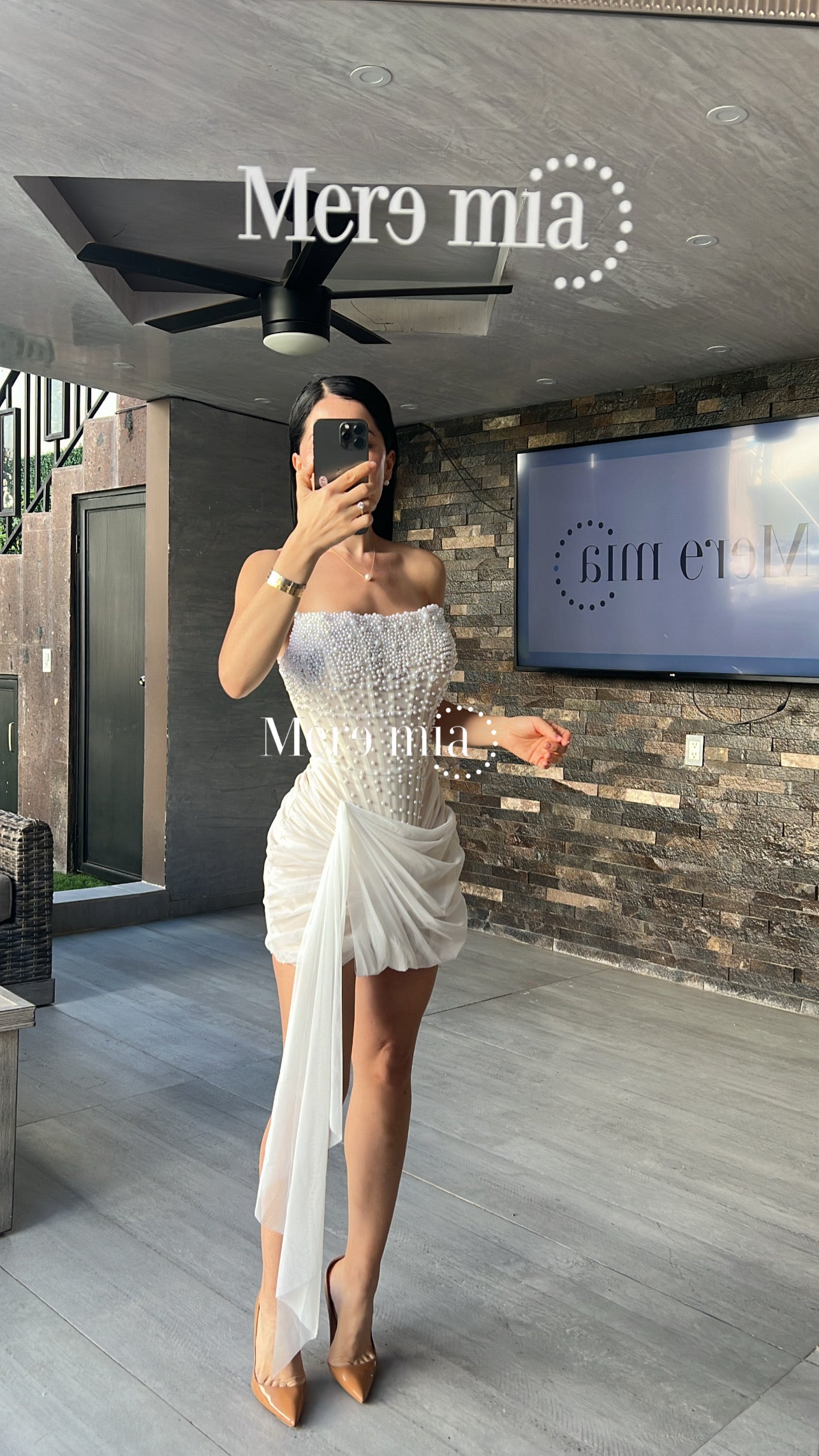 Vestido Blanco Corto Drape