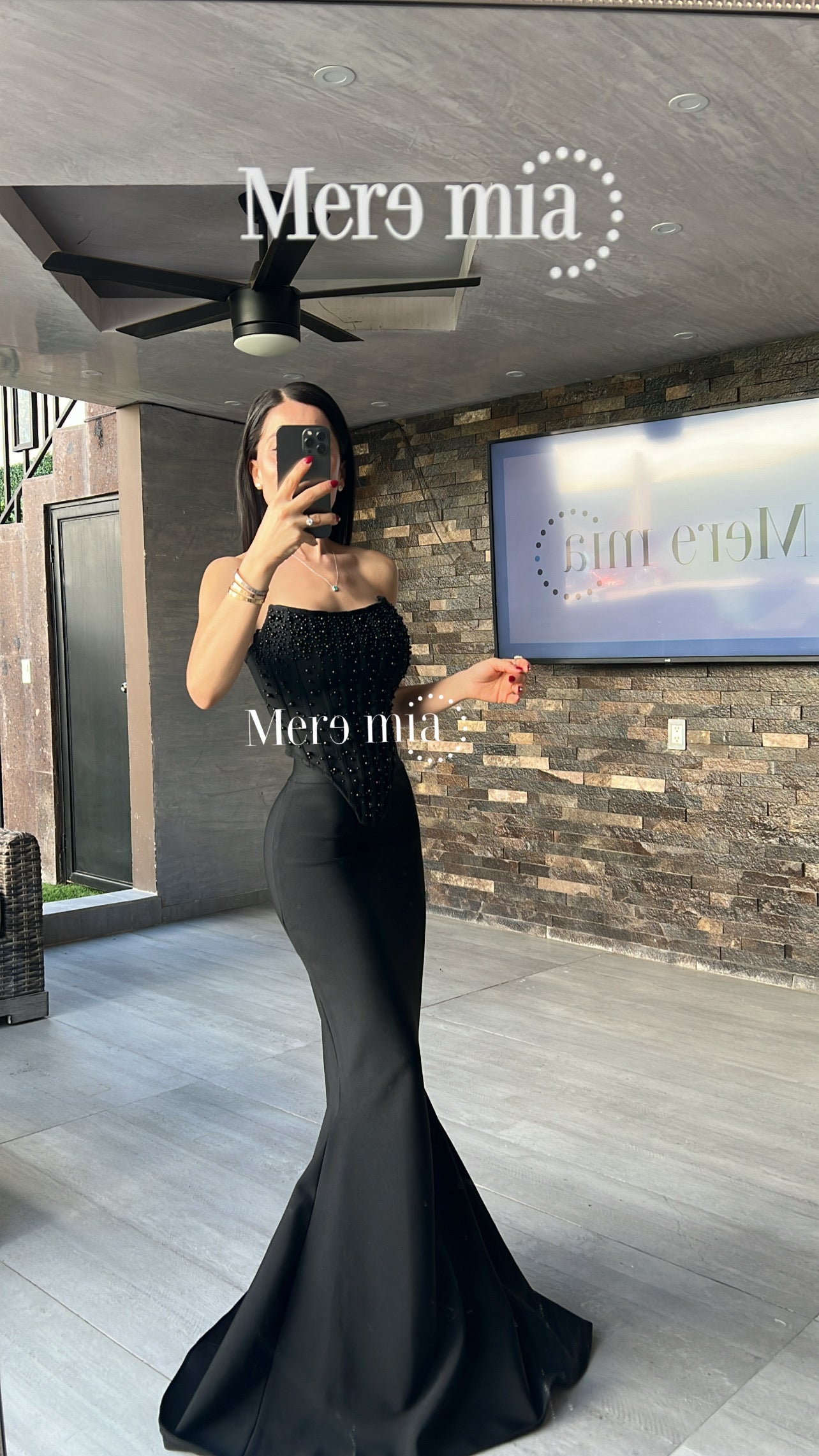 Conjunto negro perlas cor