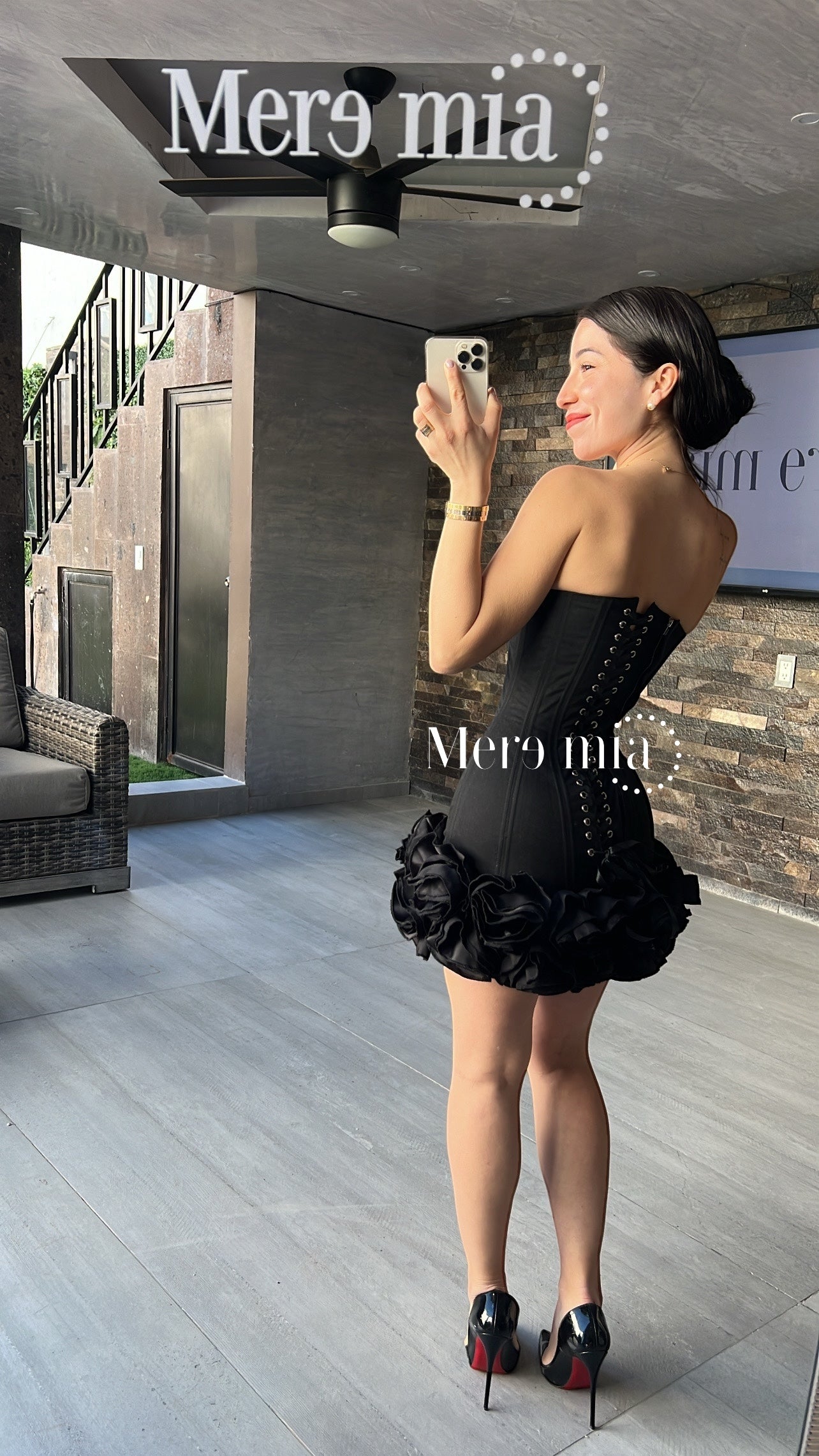 Vestido negro flores ab