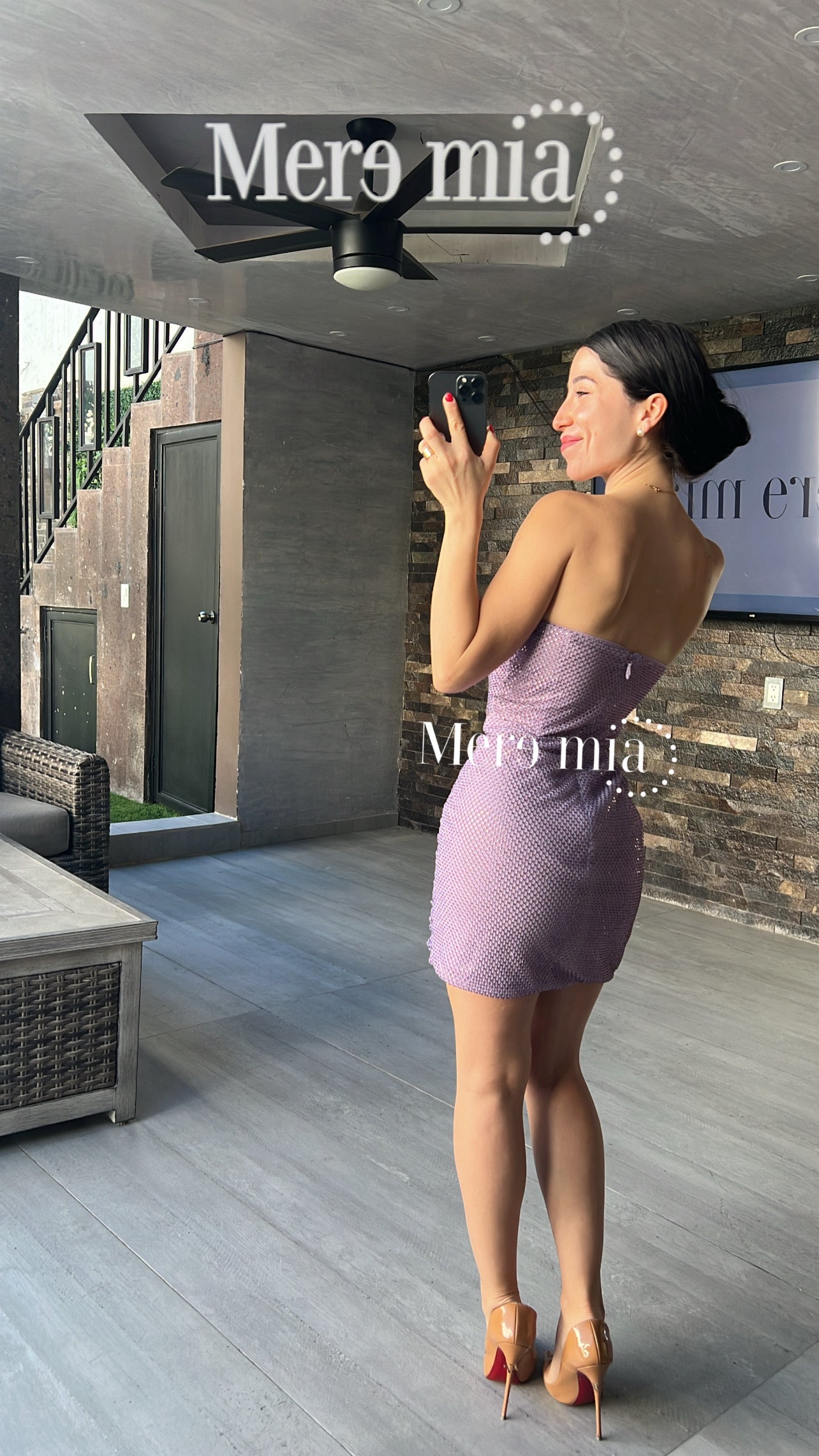 Vestido morado corto puntos