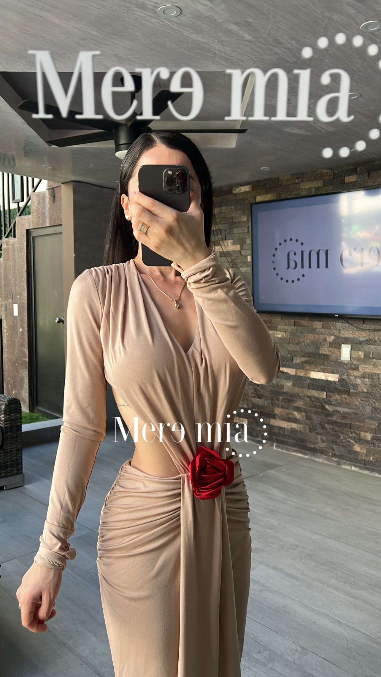 Vestido beige flor