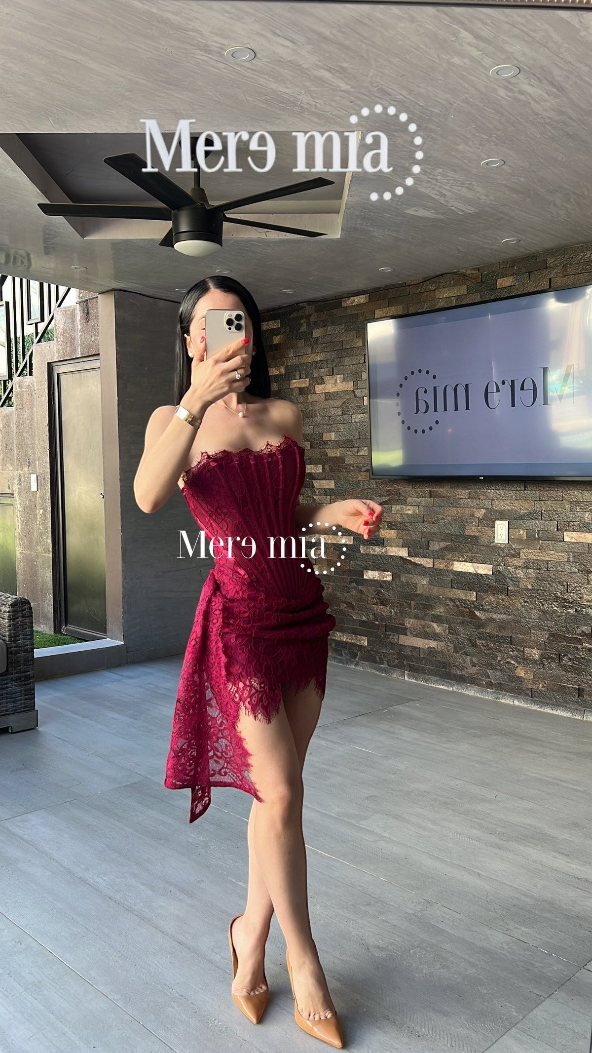 Vestido encaje strapples