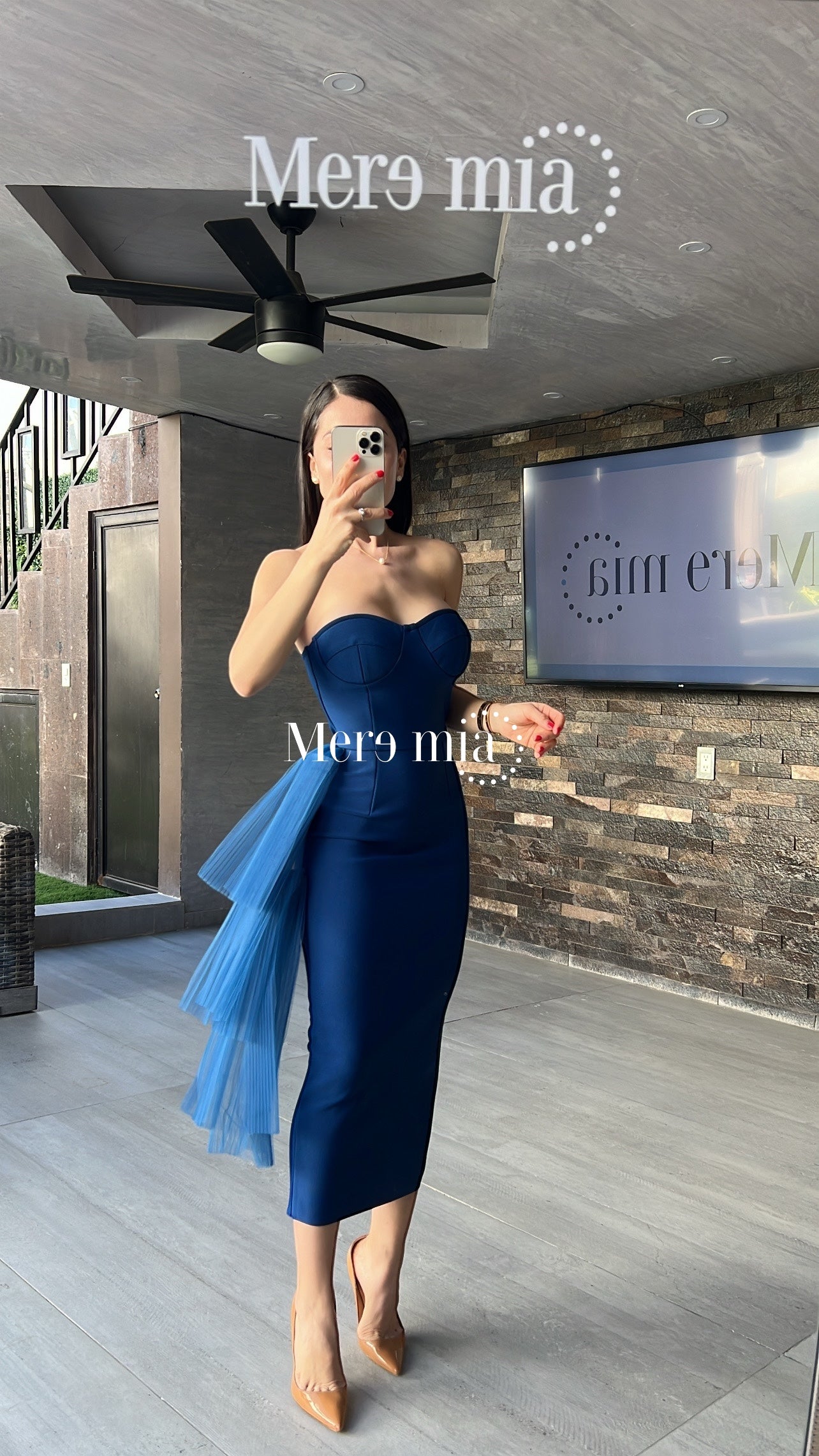 Vestido azul tul strapp