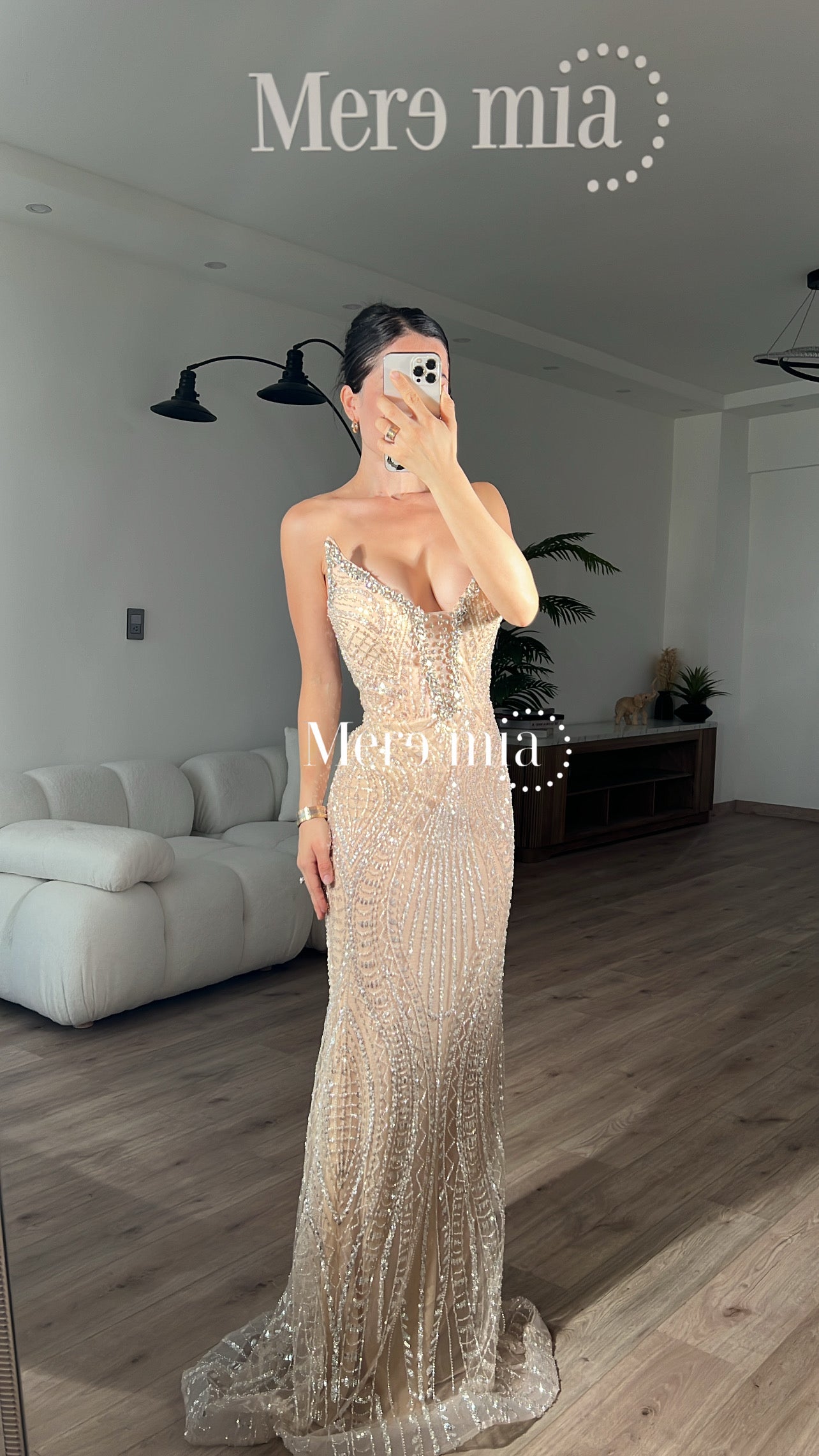 Vestido rose plata largo