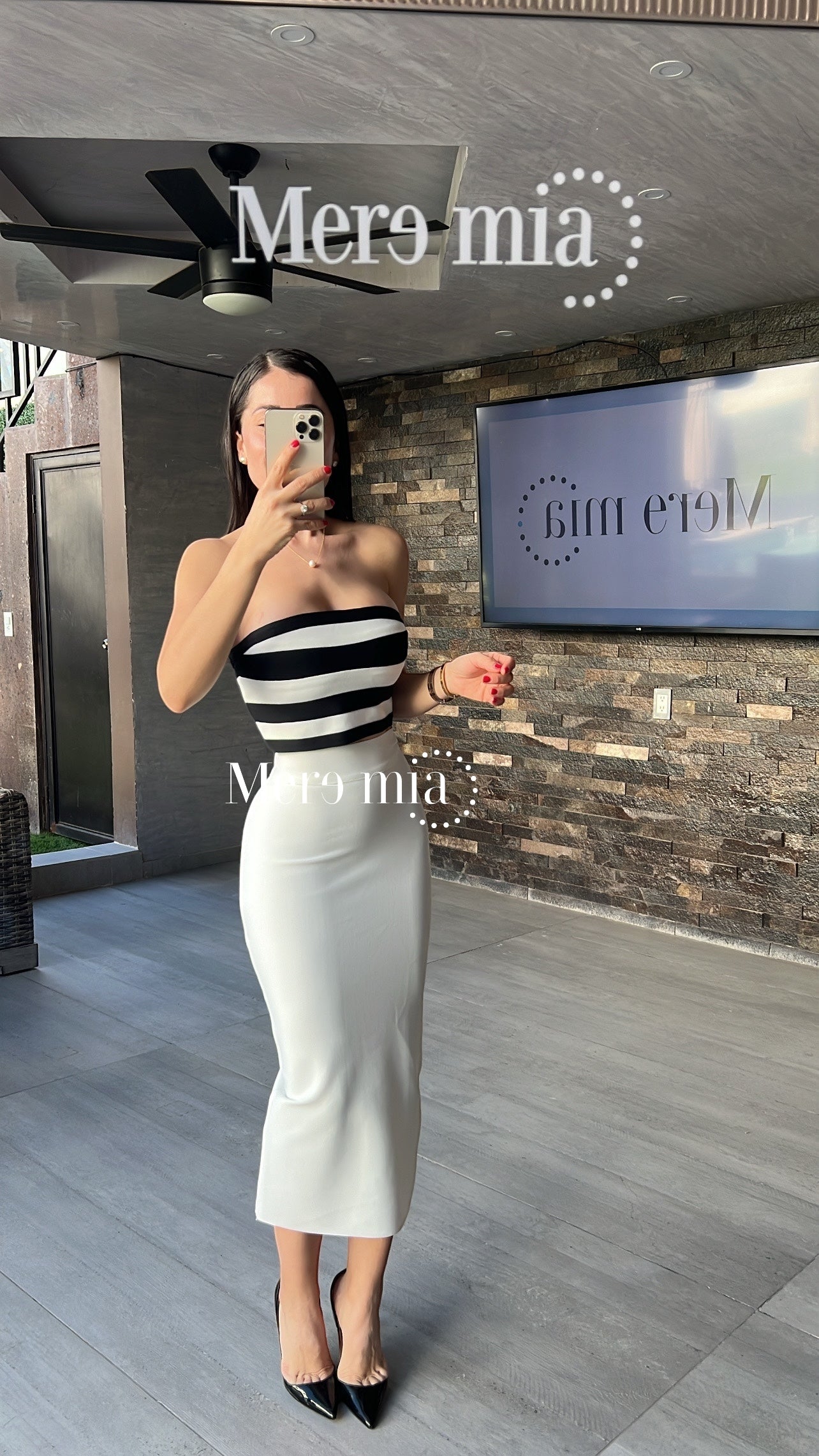 Top strapp rayas blanco/negro