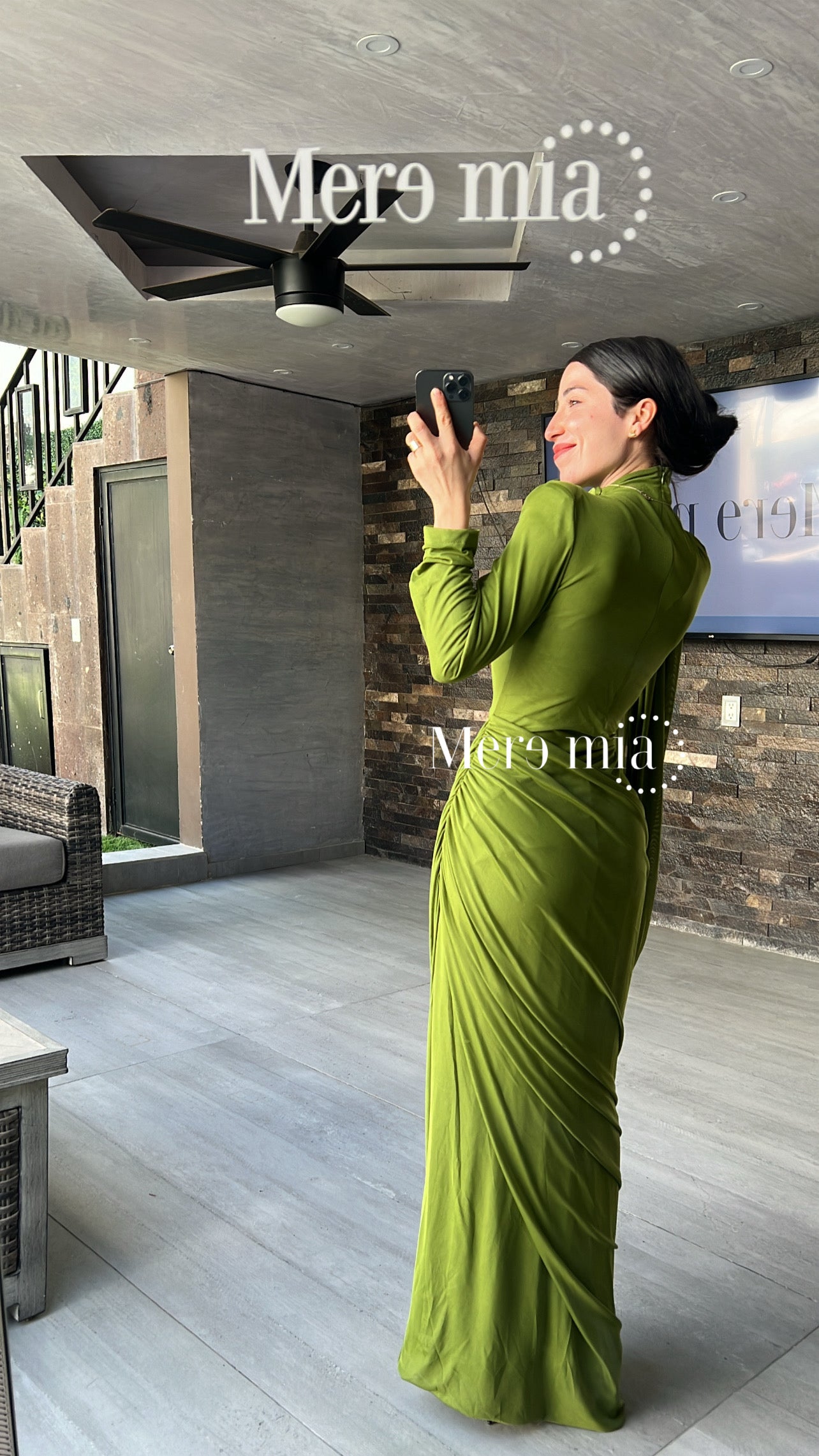 Vestido estola plisada