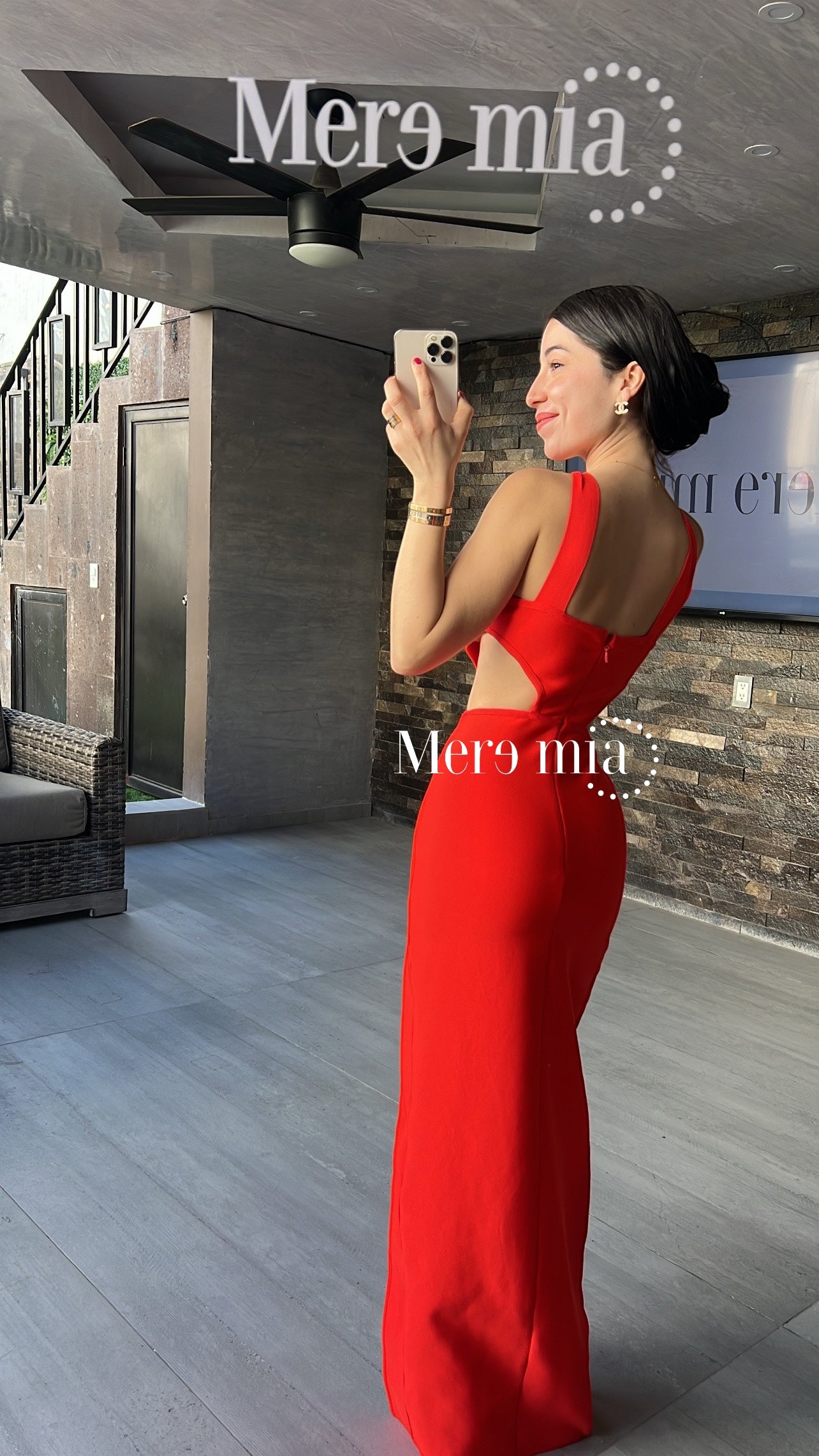 Vestido rojo cruzado largo