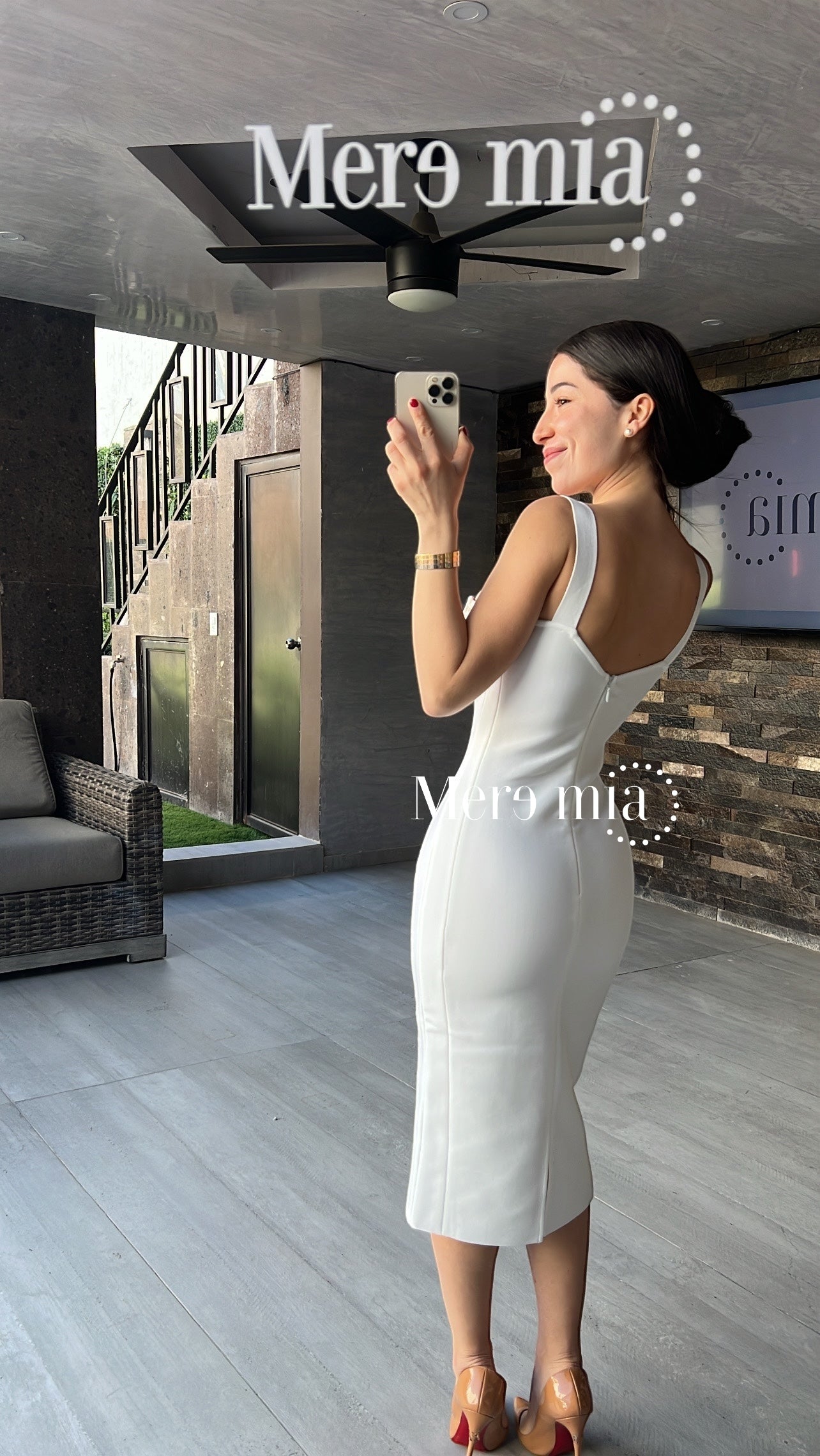 Vestido encaje nude blanco