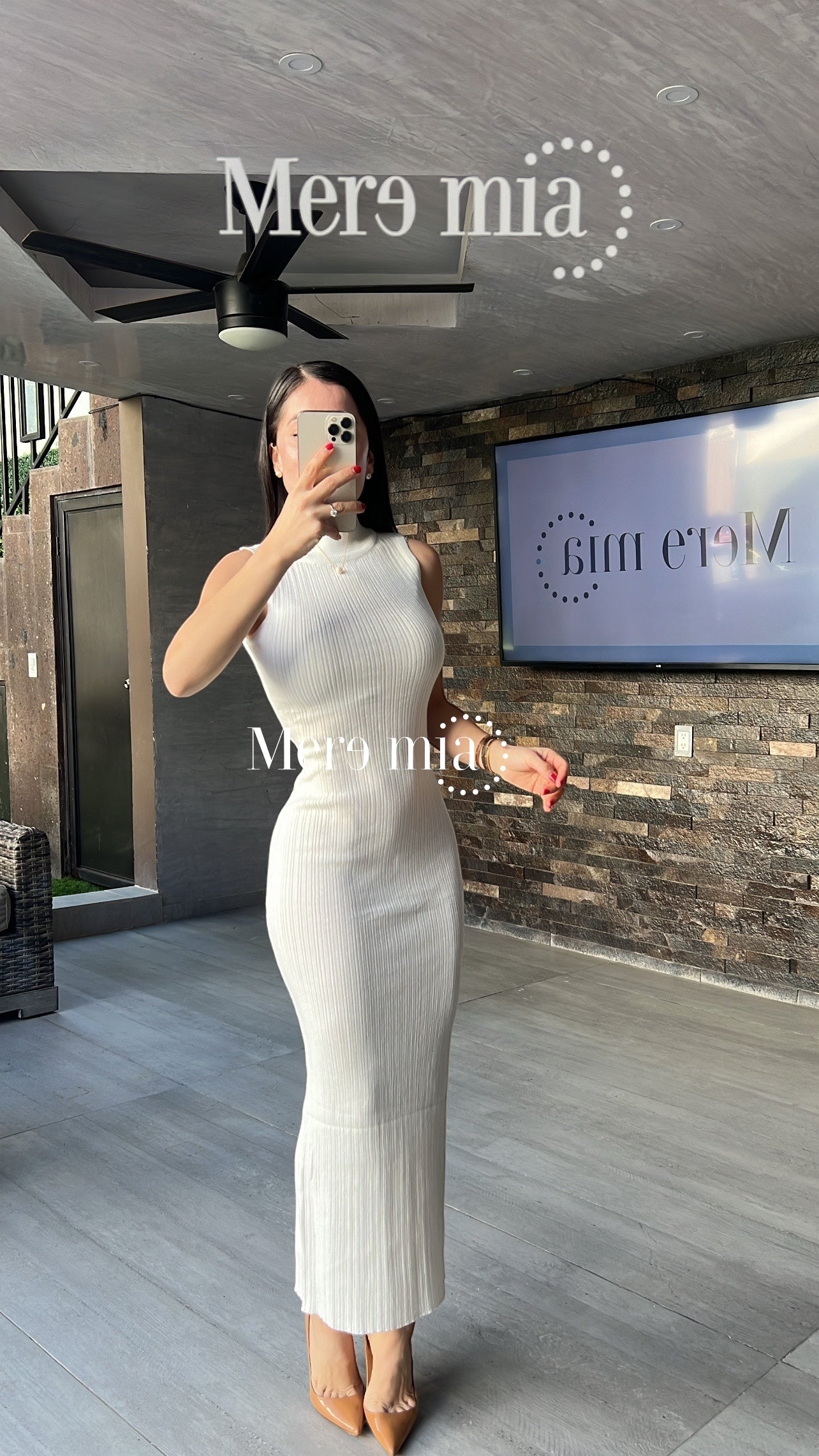 Vestido blanco cuello rayas