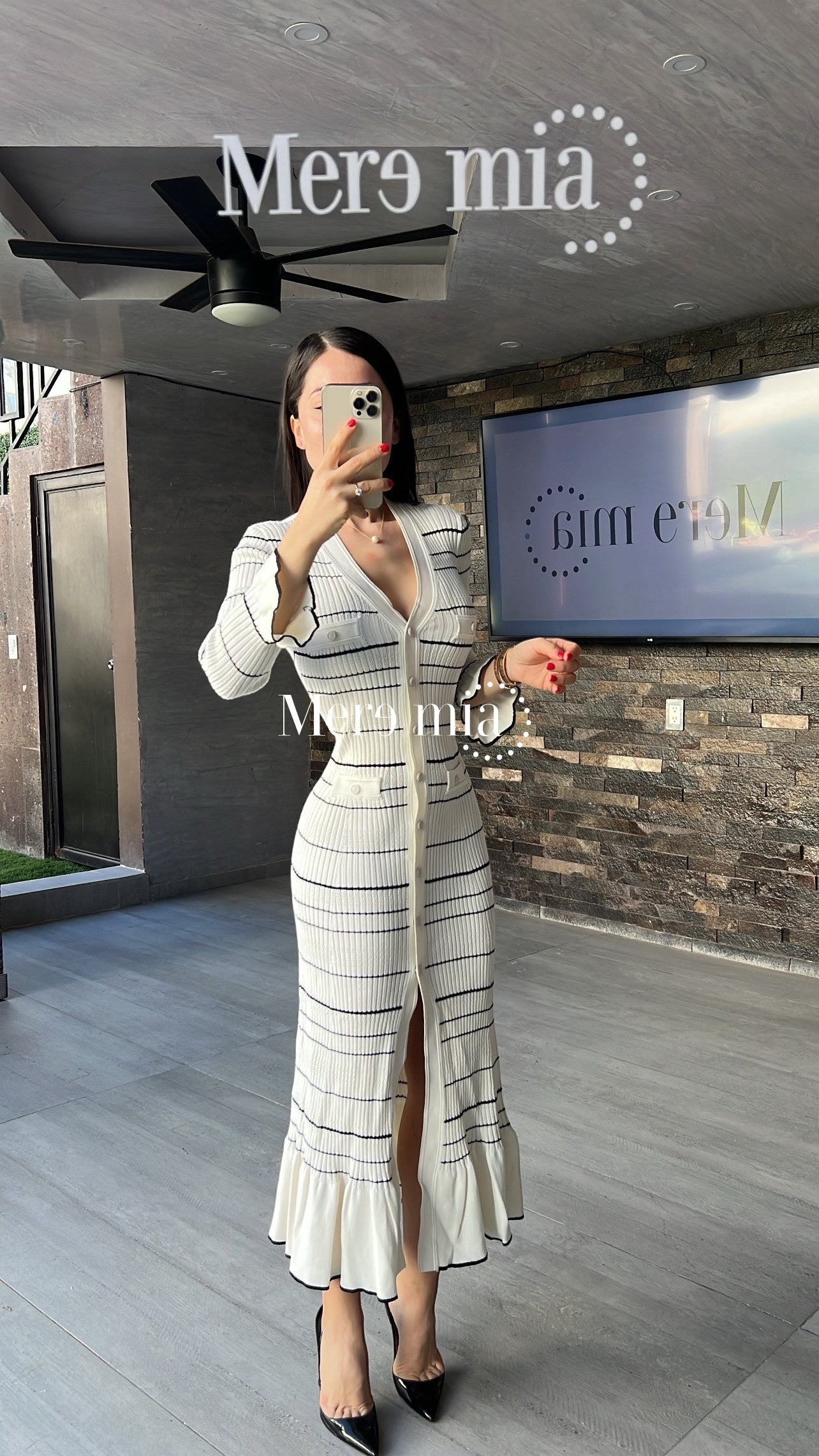 Vestido blanco rayas negras