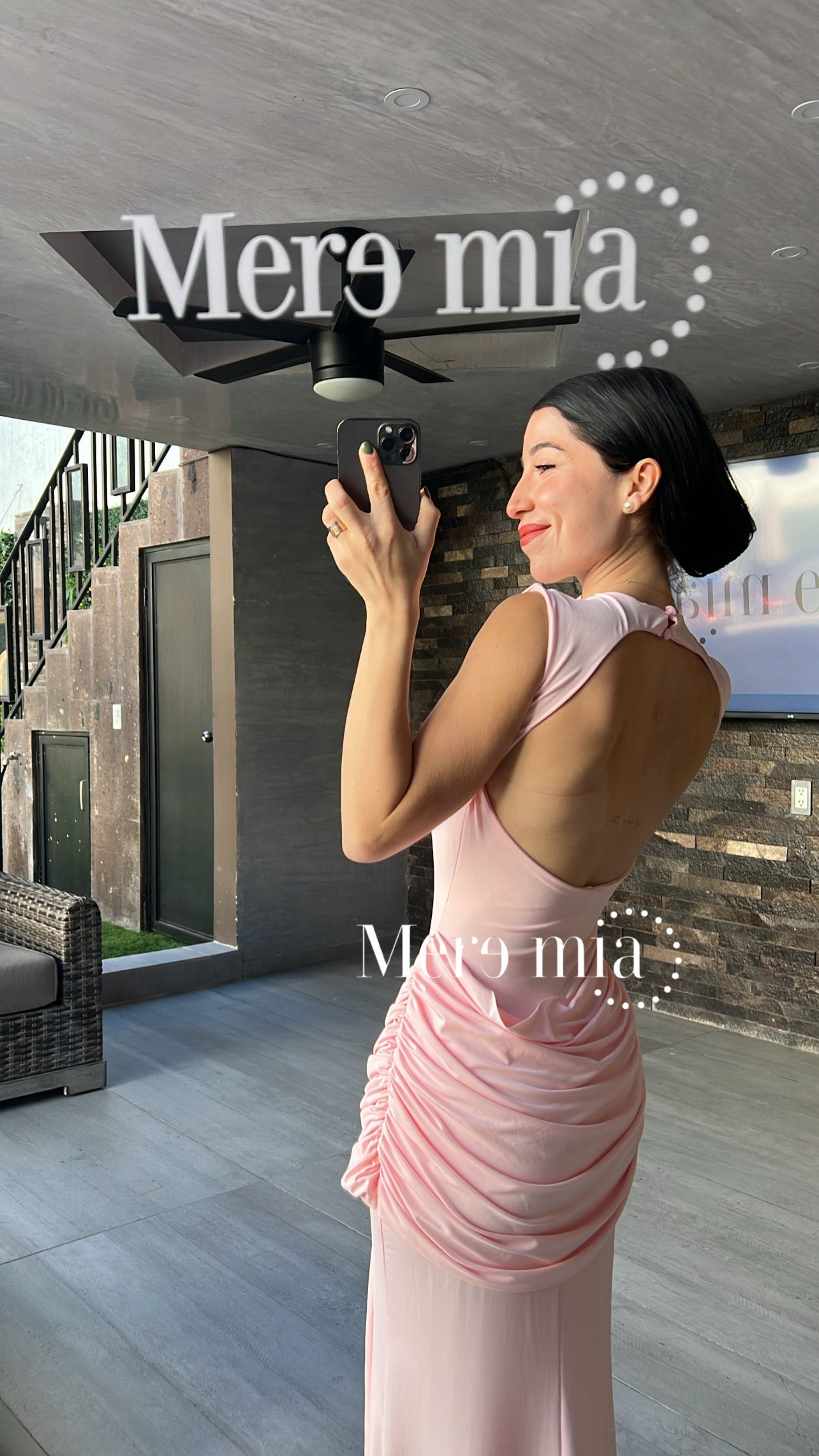 Vestido rosa plisado tira