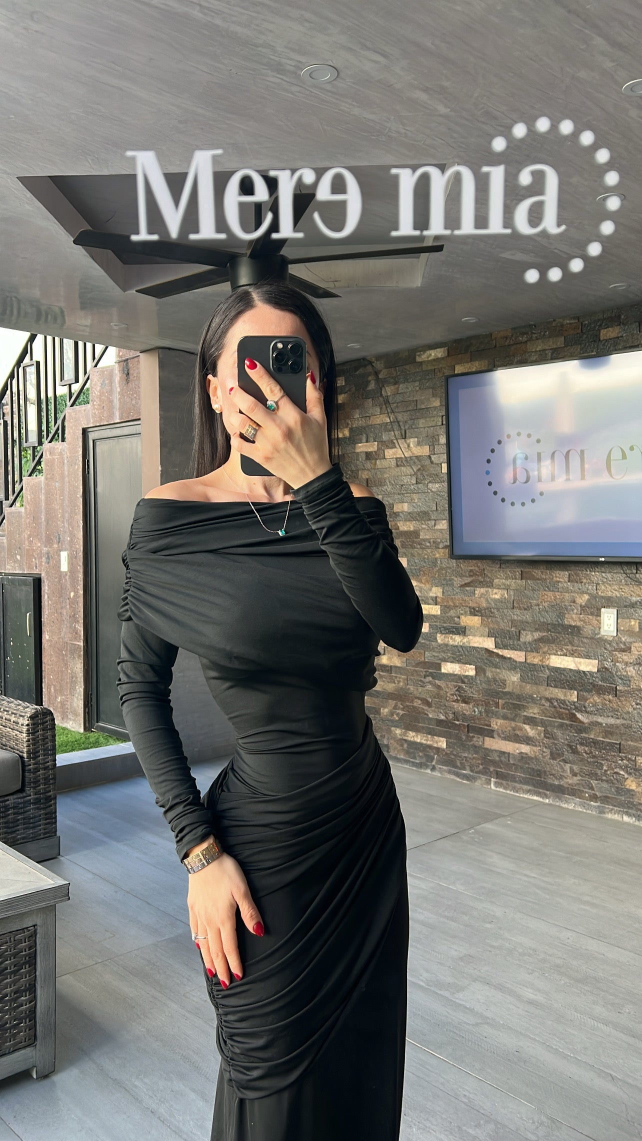 Vestido negro plisado ml