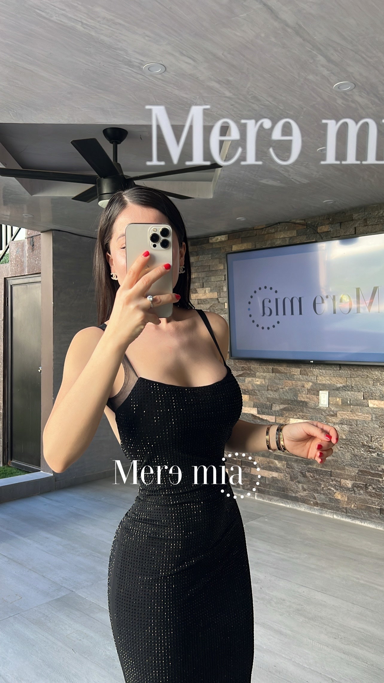 Vestido negro puntos malla