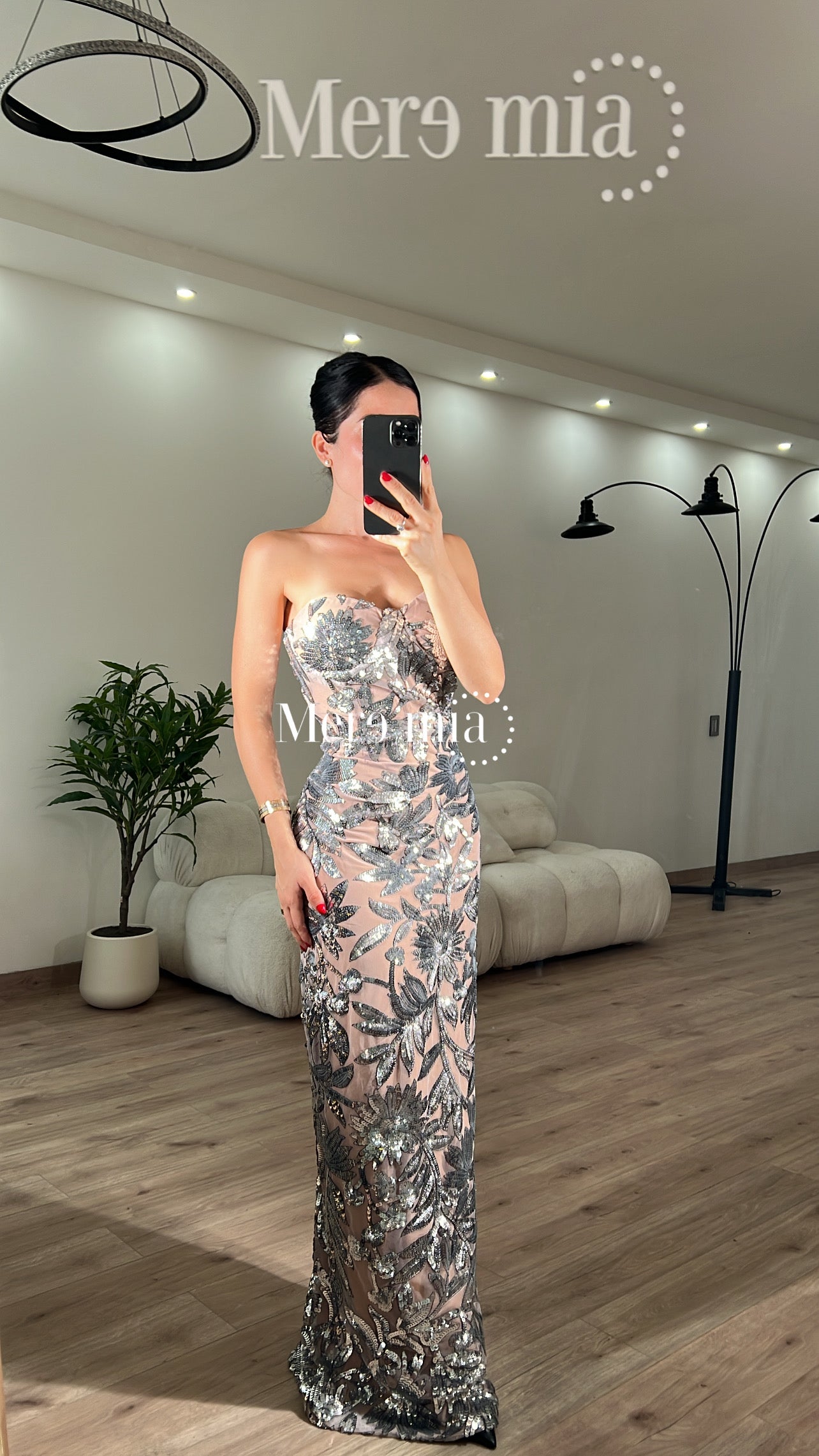 Vestido plata ramas