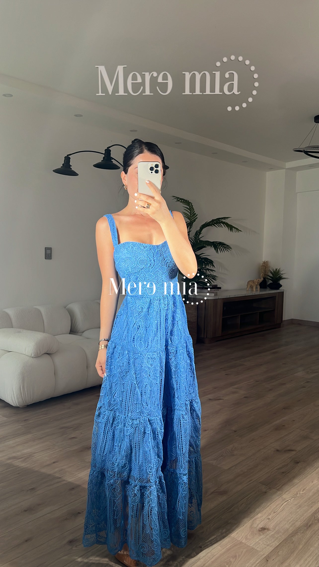 Vestido azul bord largo