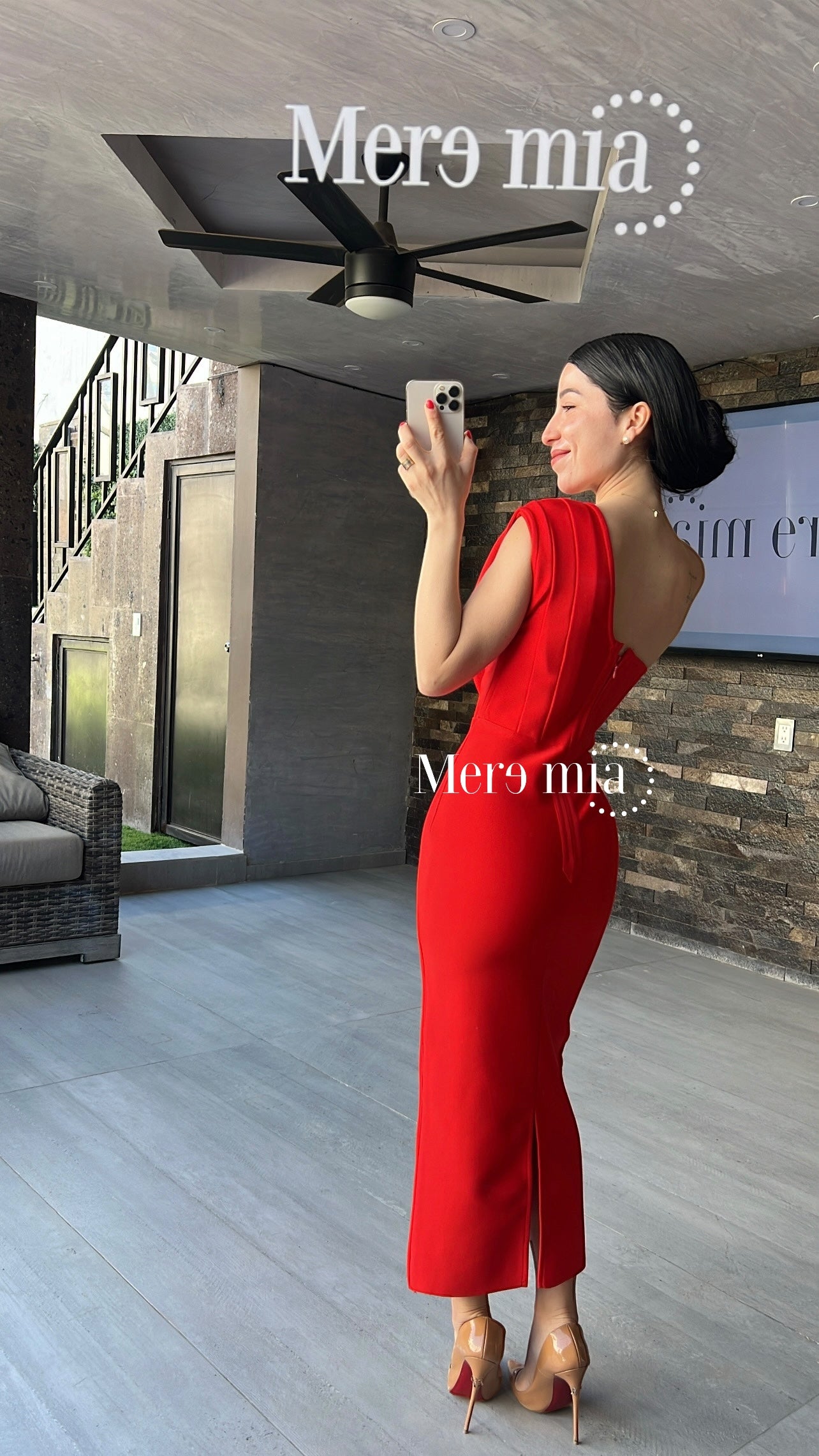 Vestido de un hombro rojo