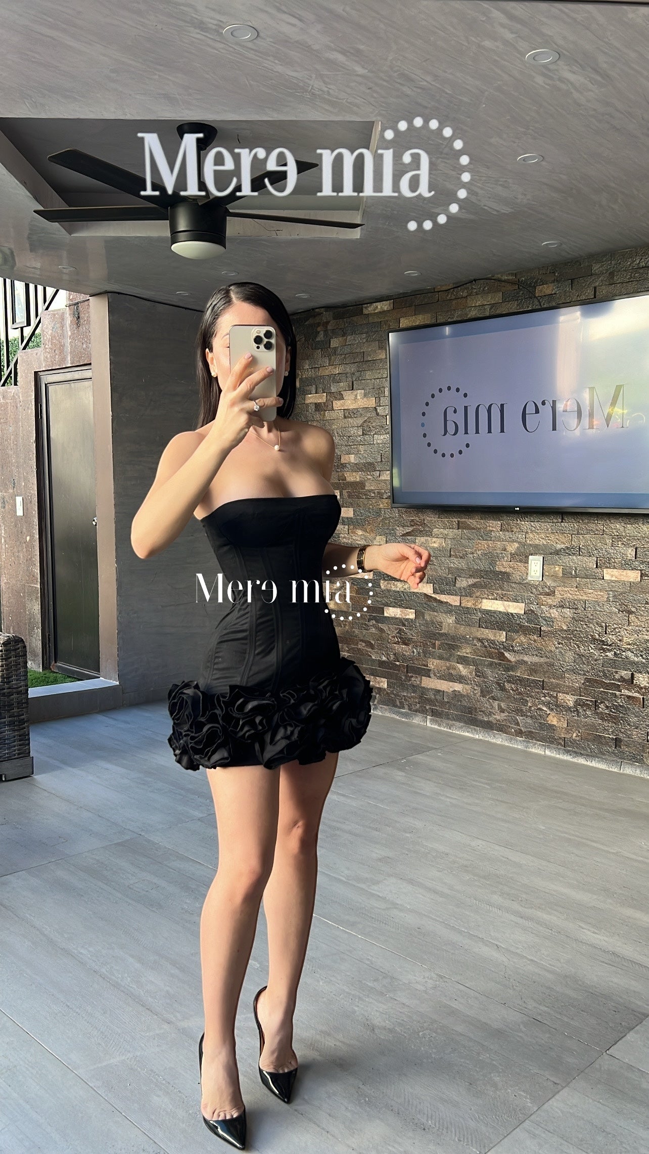 Vestido negro flores ab